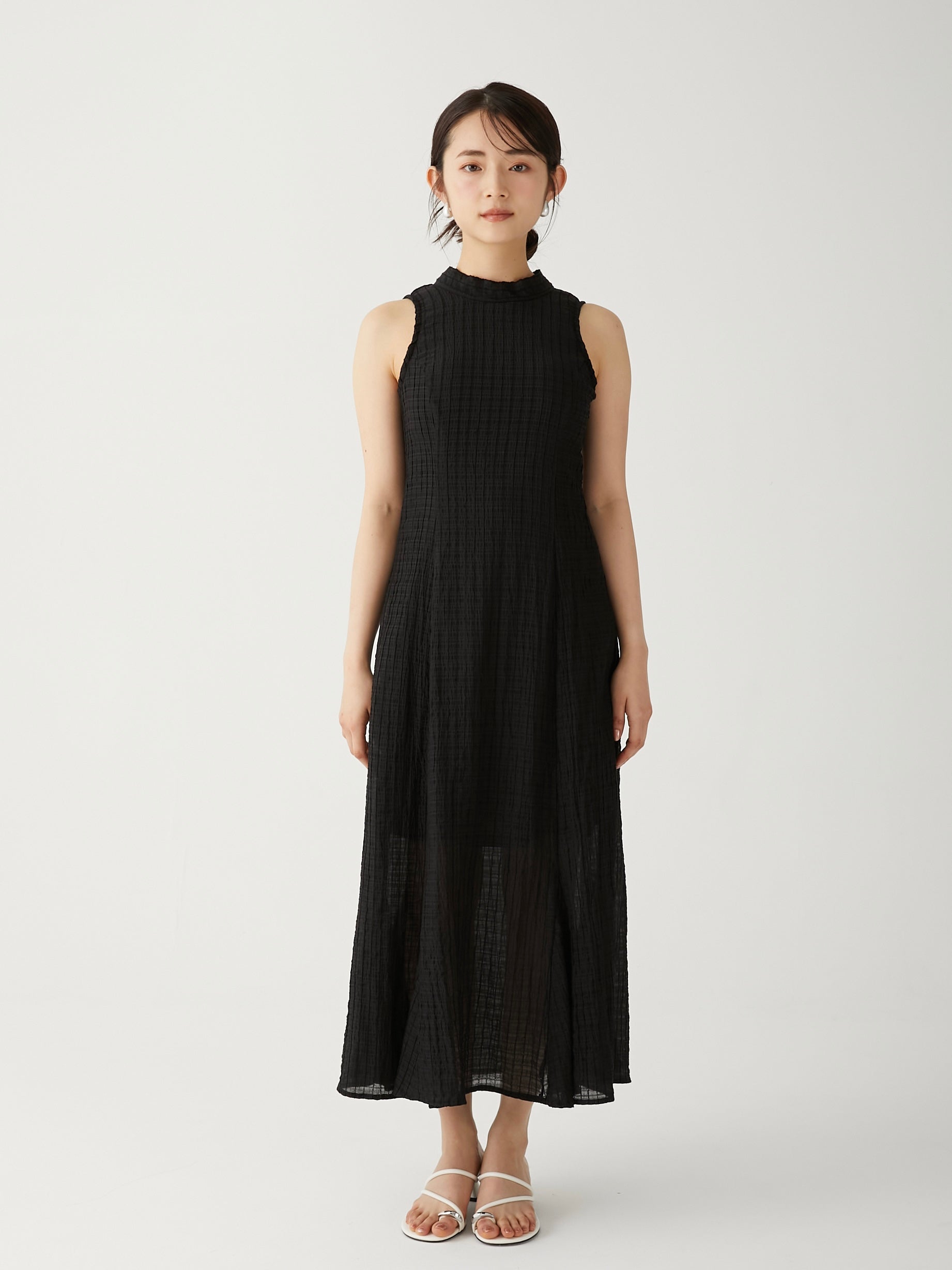 jacquard check ribbon onepiece