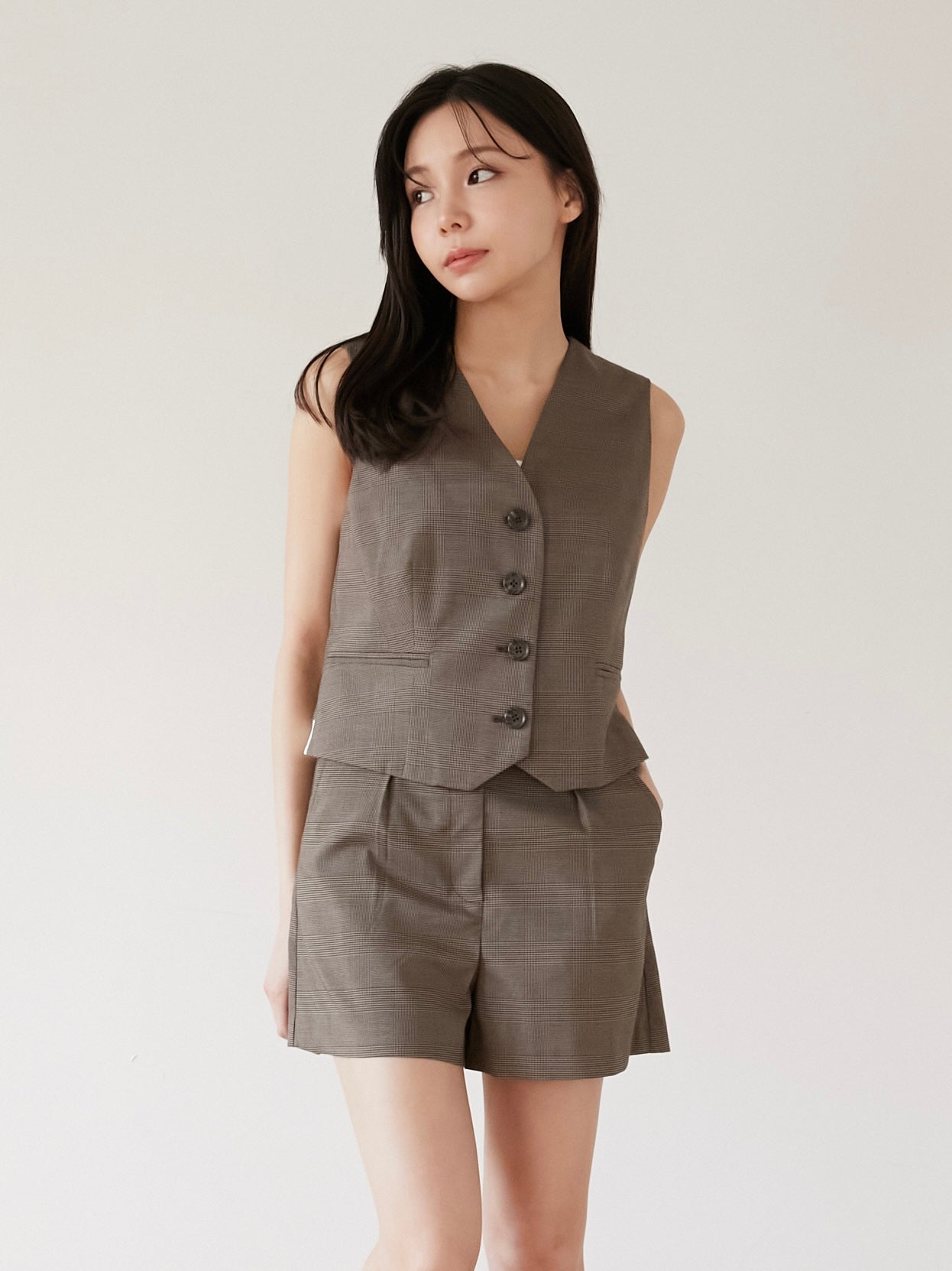 glen check gilet