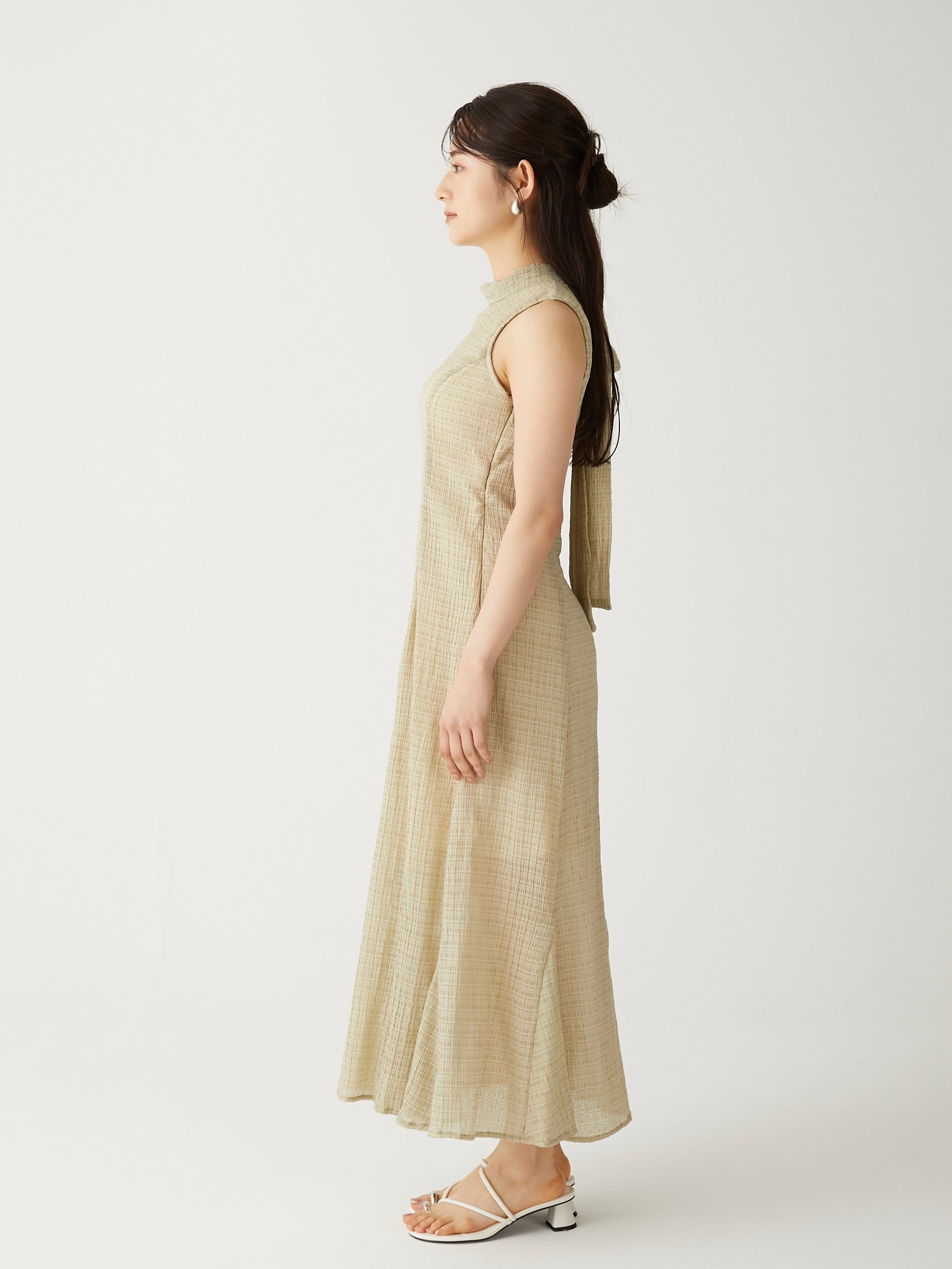 jacquard check ribbon onepiece