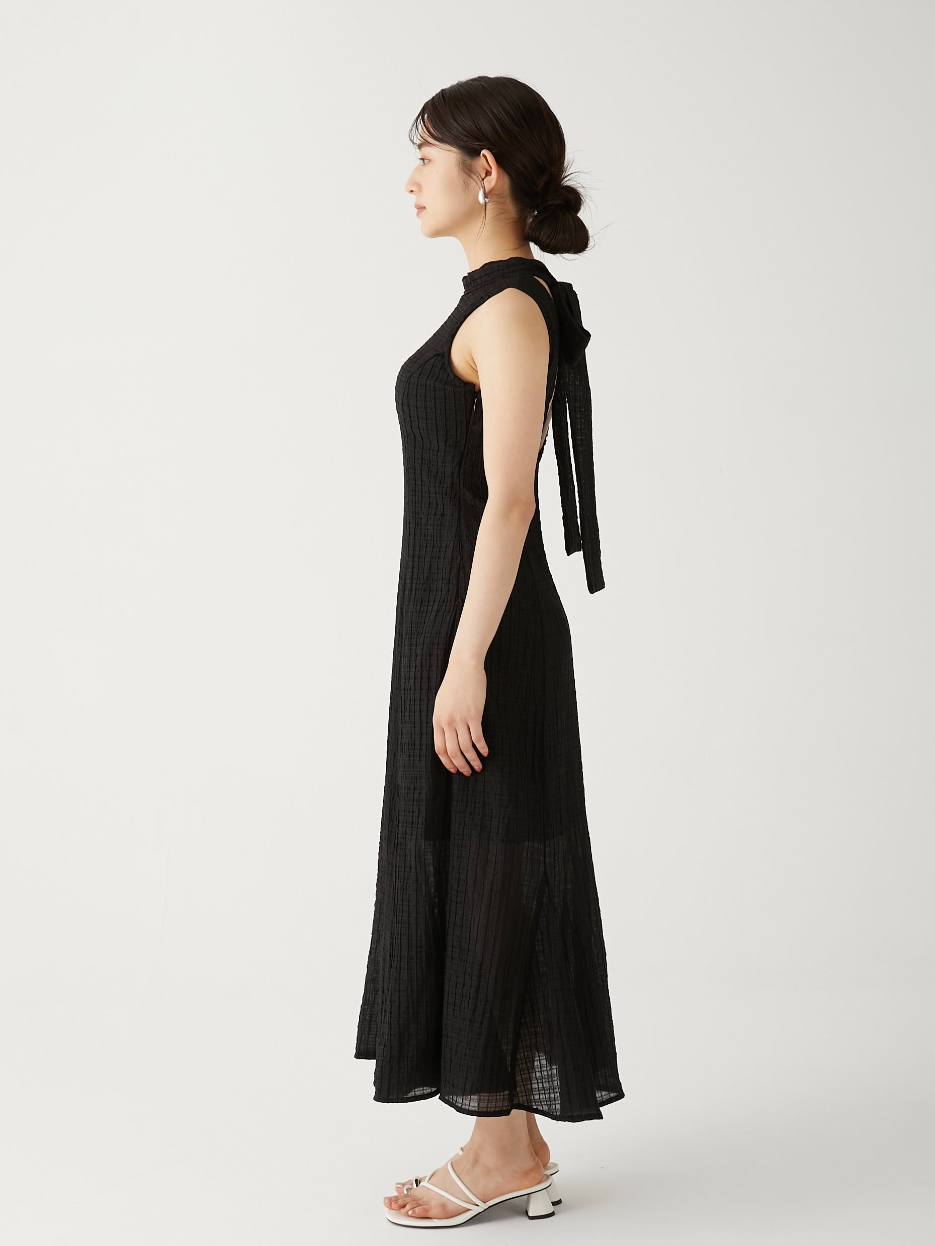 jacquard check ribbon onepiece