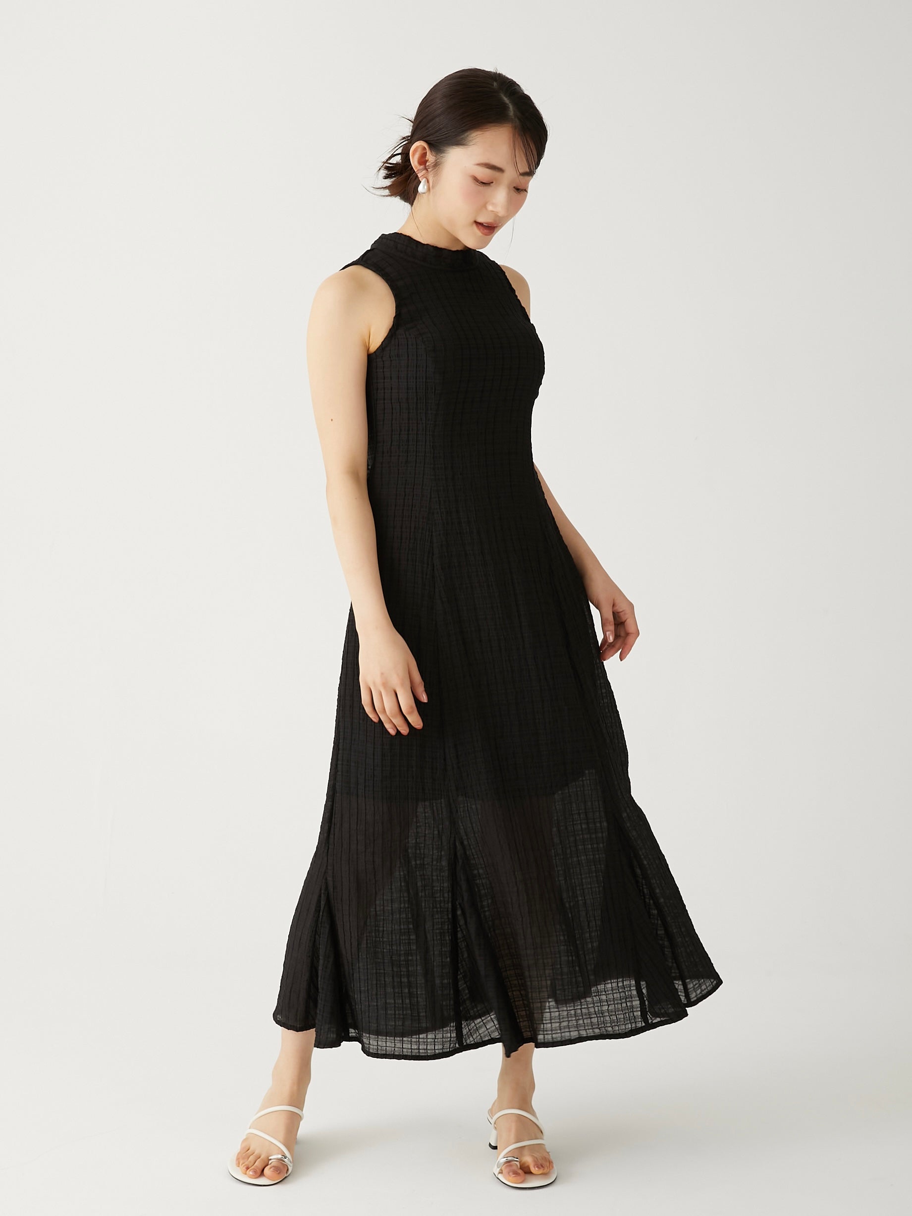 jacquard check ribbon onepiece