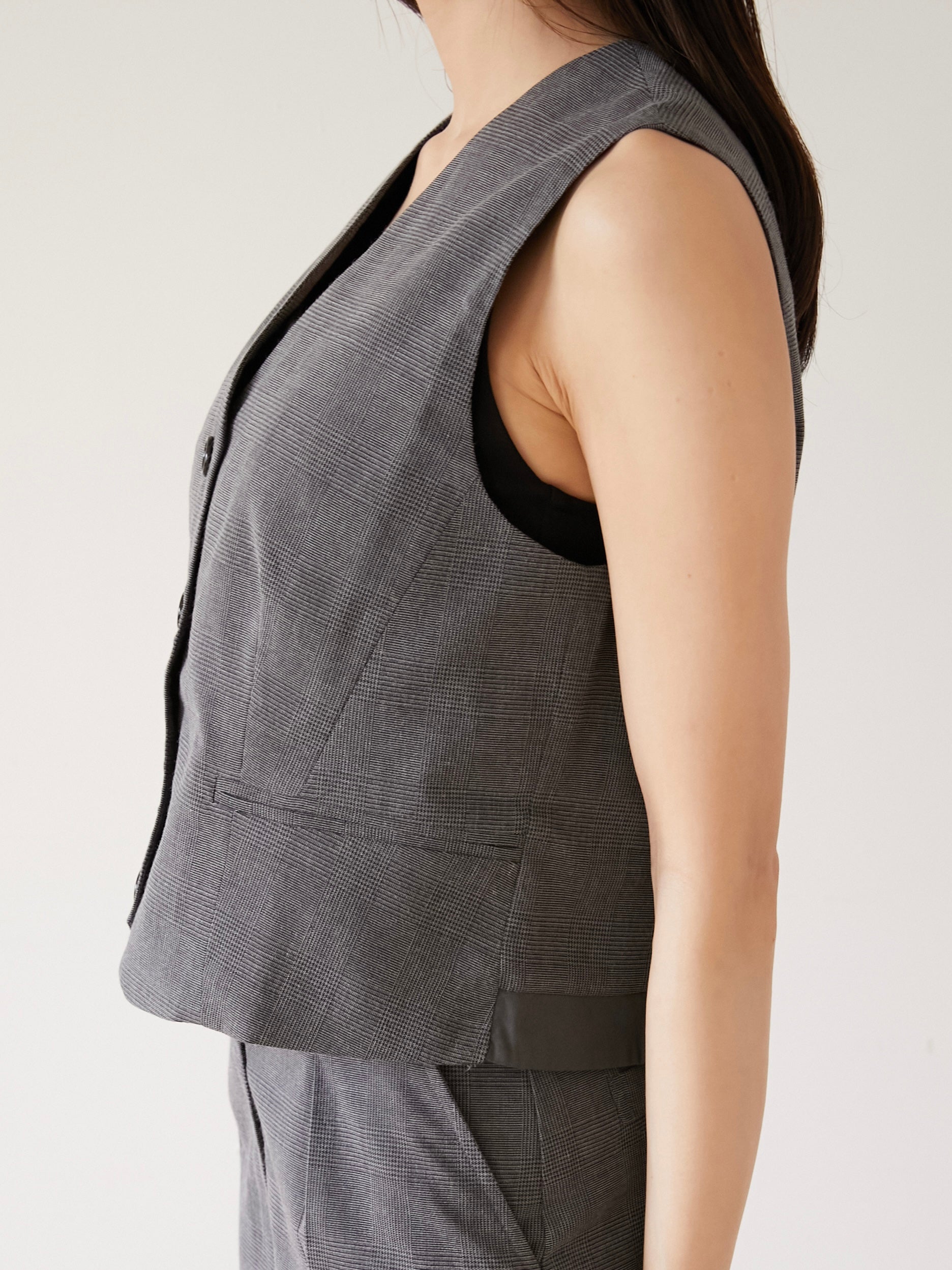glen check gilet