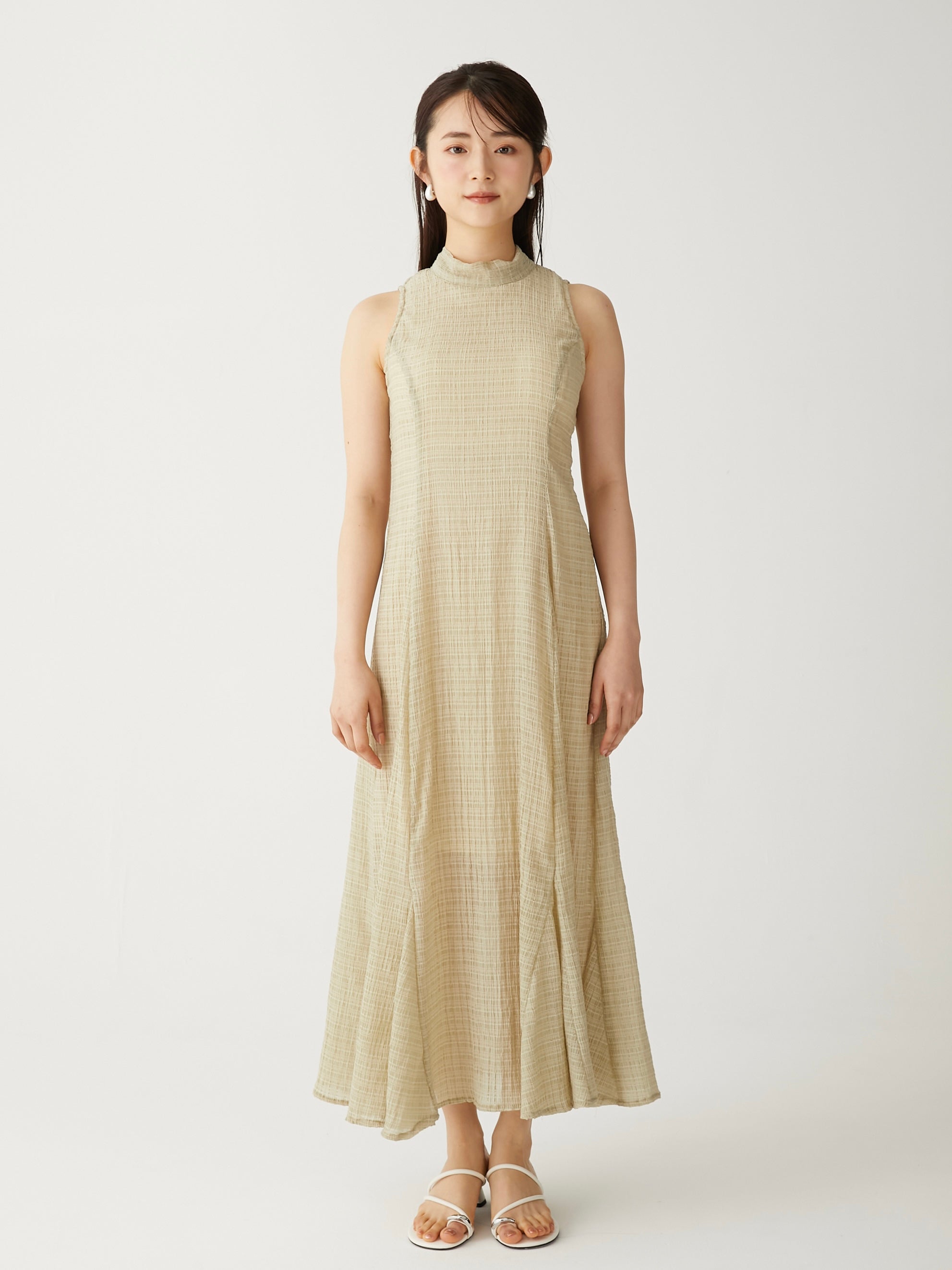 jacquard check ribbon onepiece