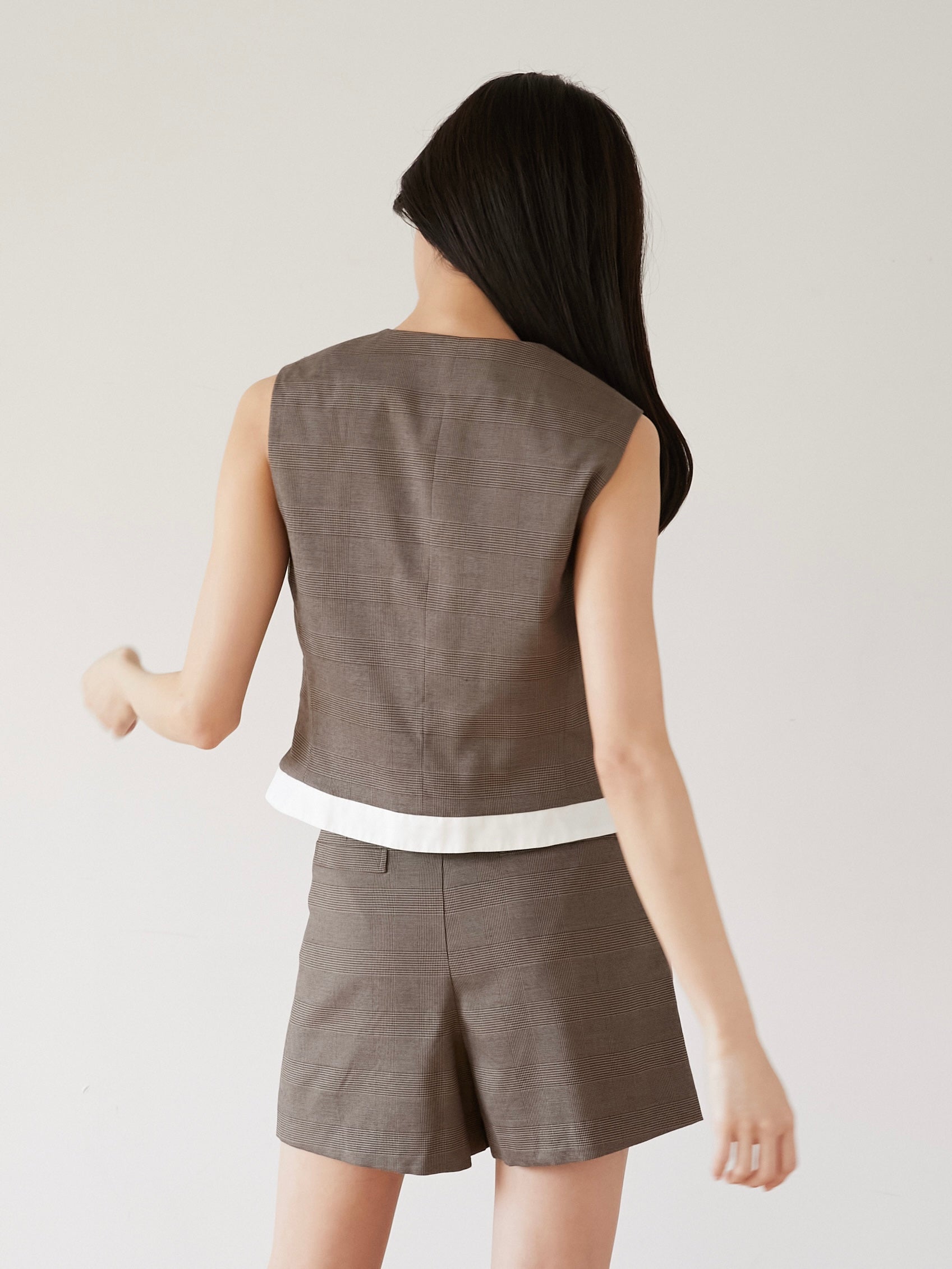 glen check gilet