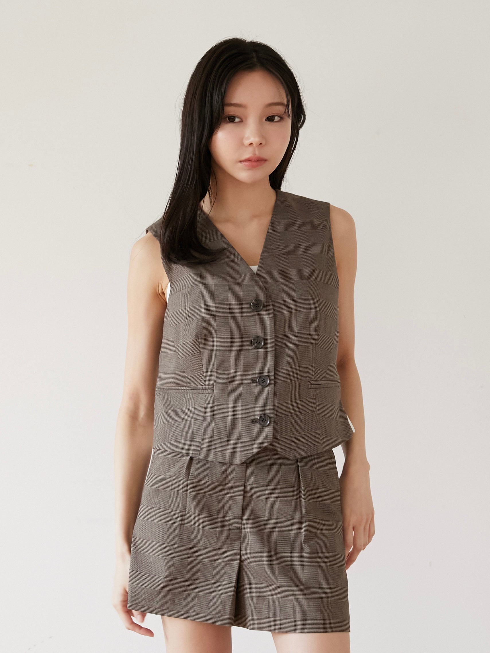 glen check gilet