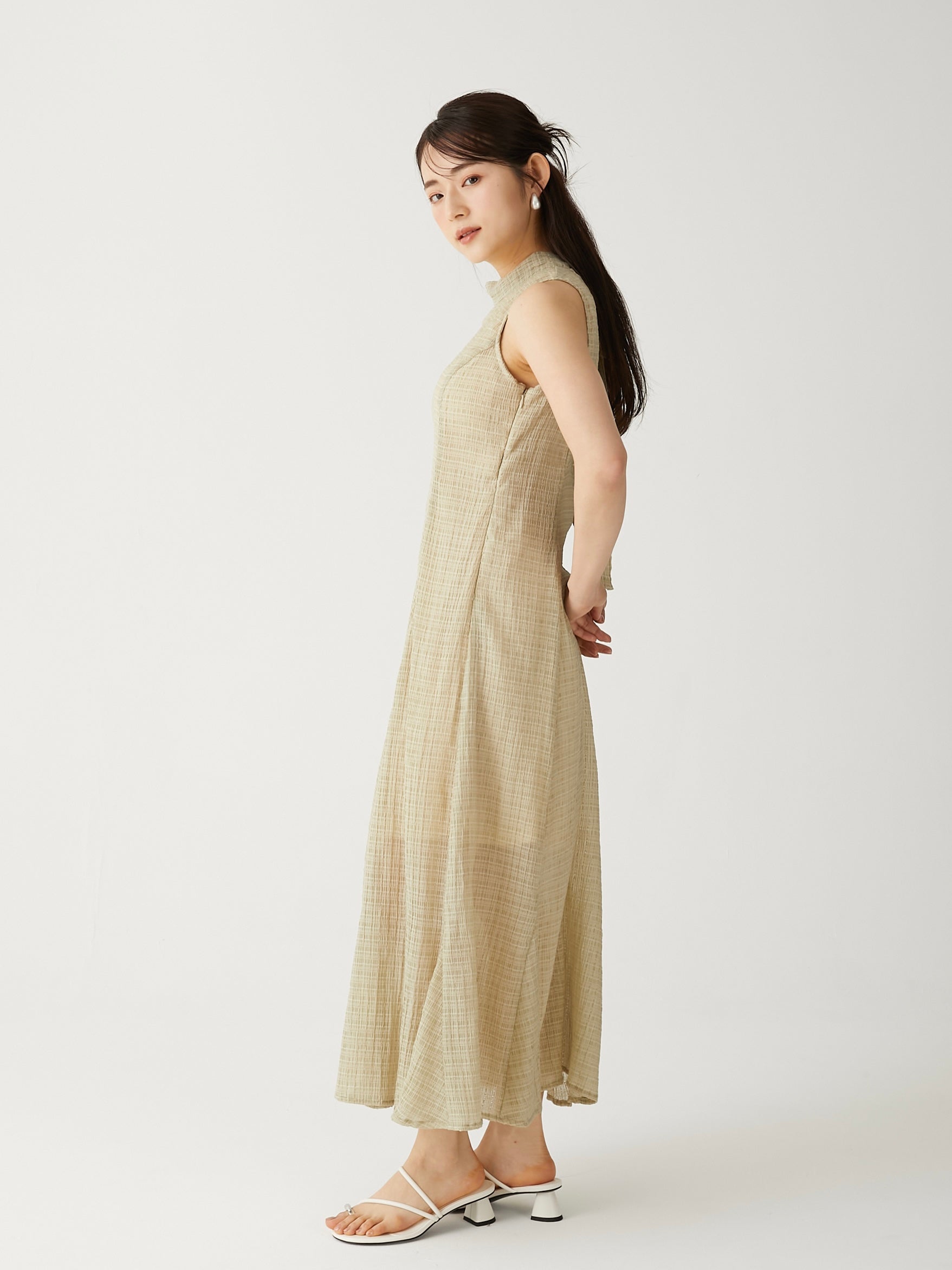jacquard check ribbon onepiece