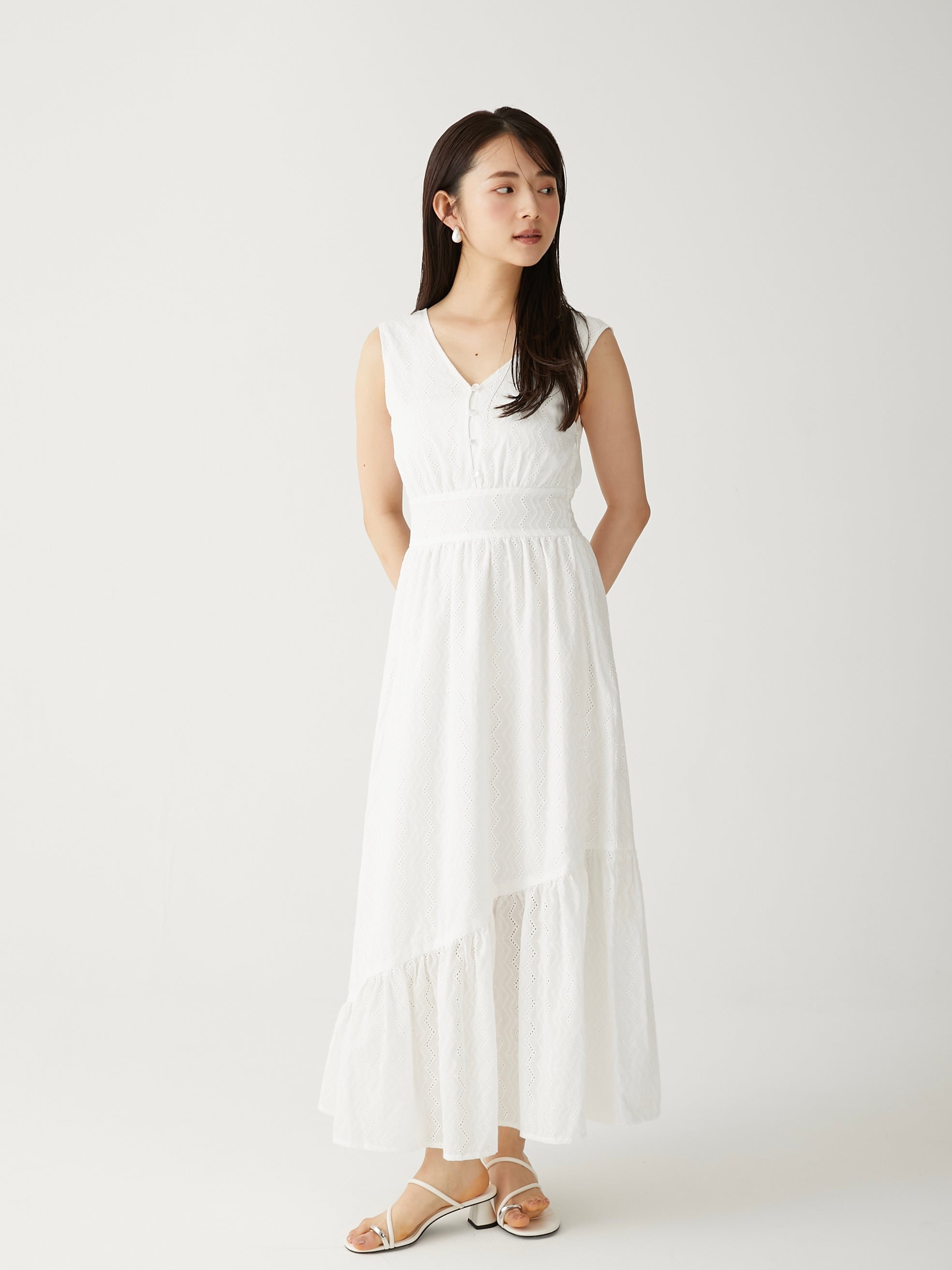 asymmetric cotton lace op