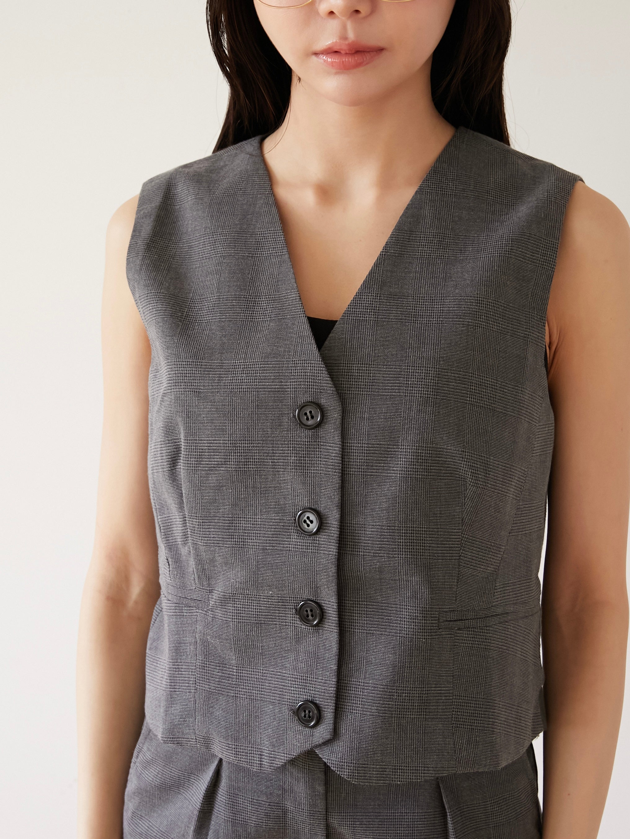 glen check gilet