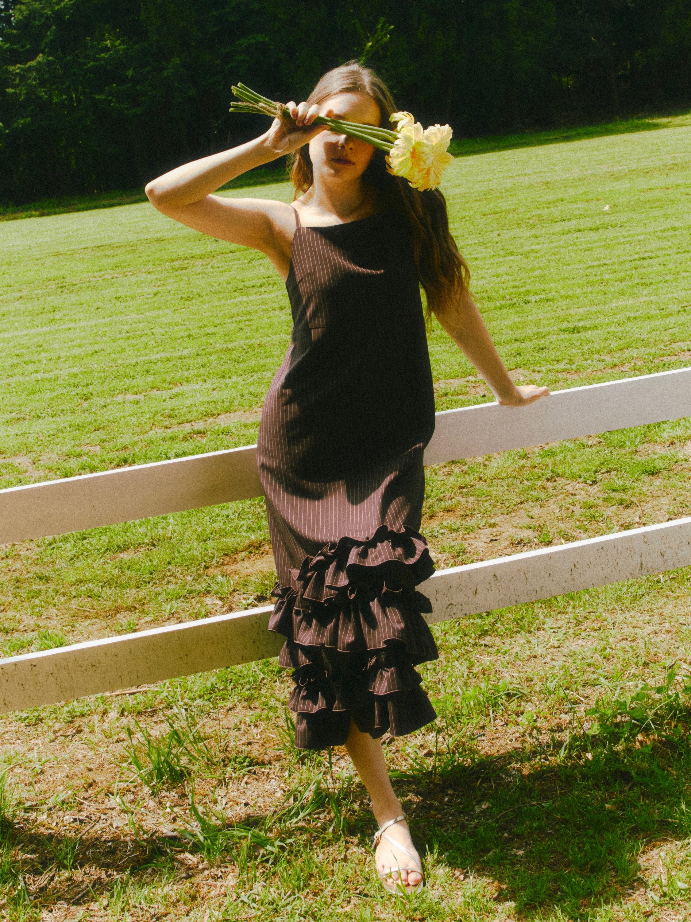striped petal camisole op