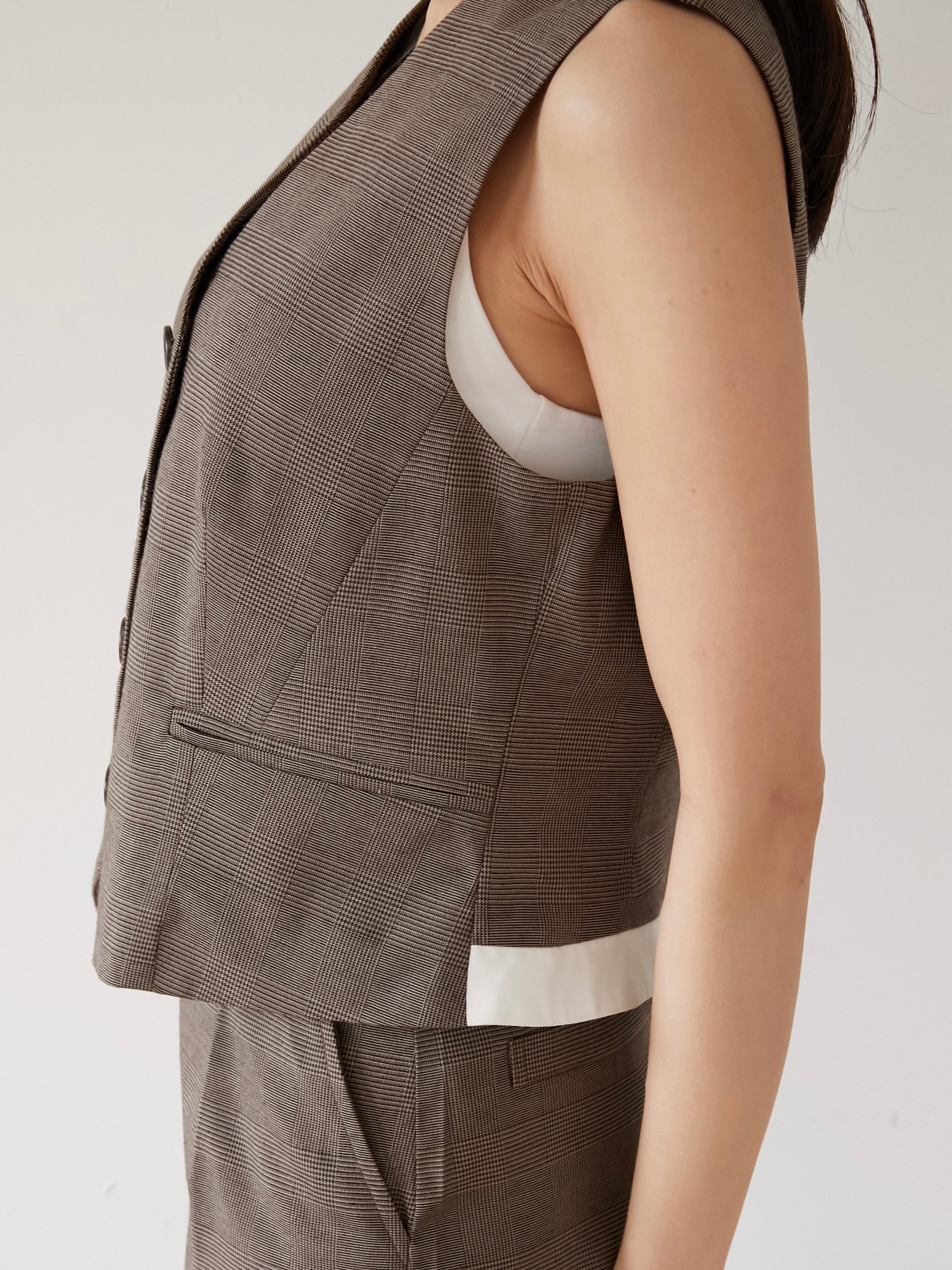 glen check gilet
