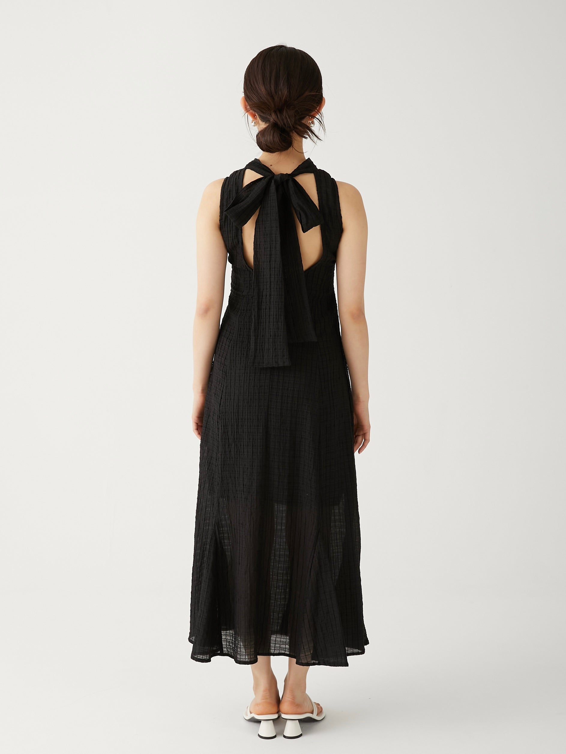 jacquard check ribbon onepiece
