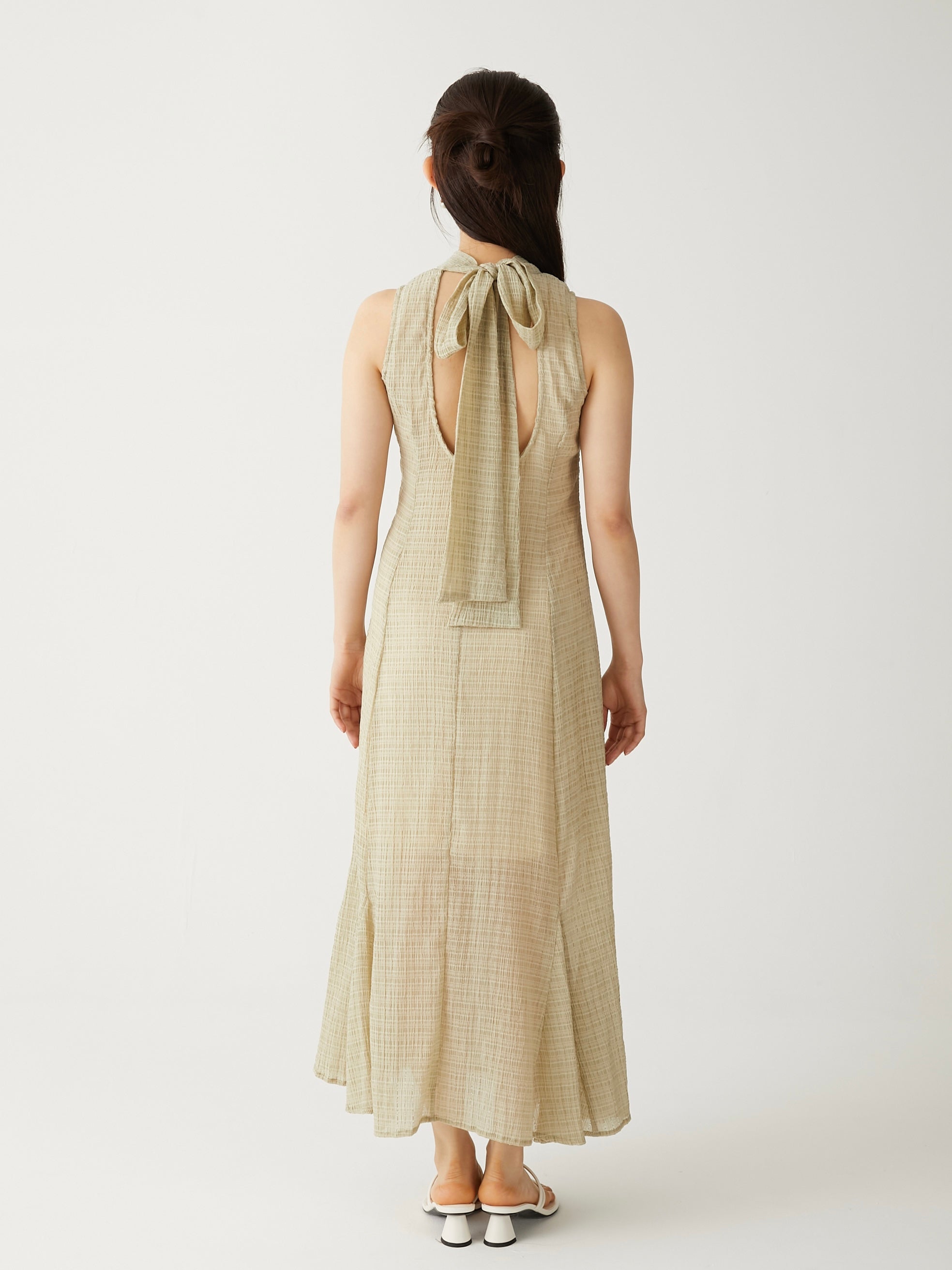 jacquard check ribbon onepiece