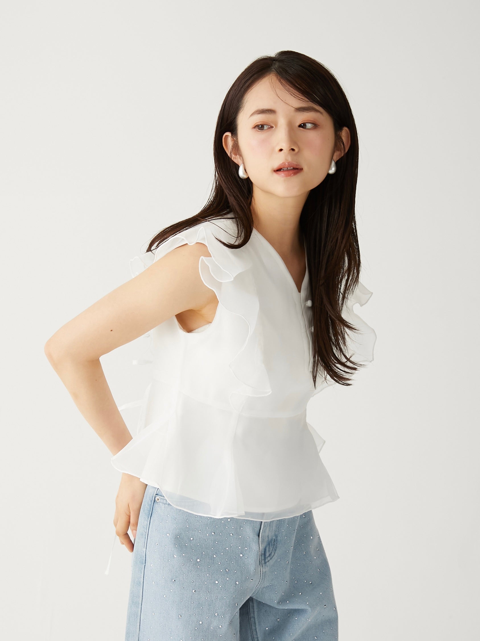 organdy frill blouse
