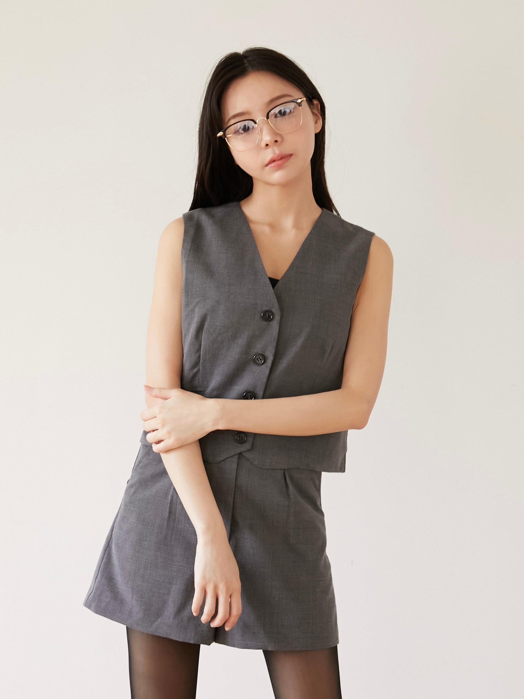 glen check gilet