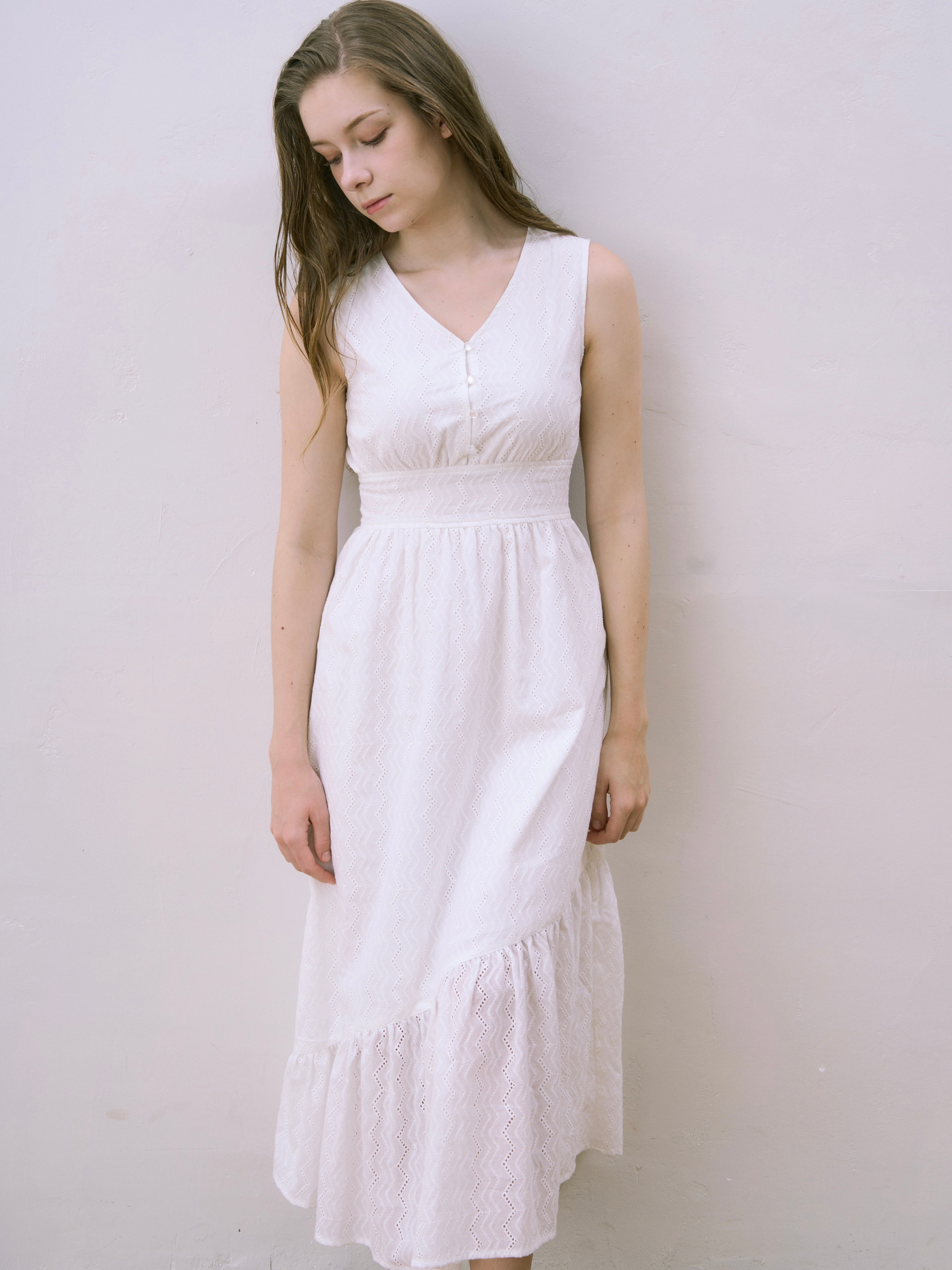 asymmetric cotton lace op