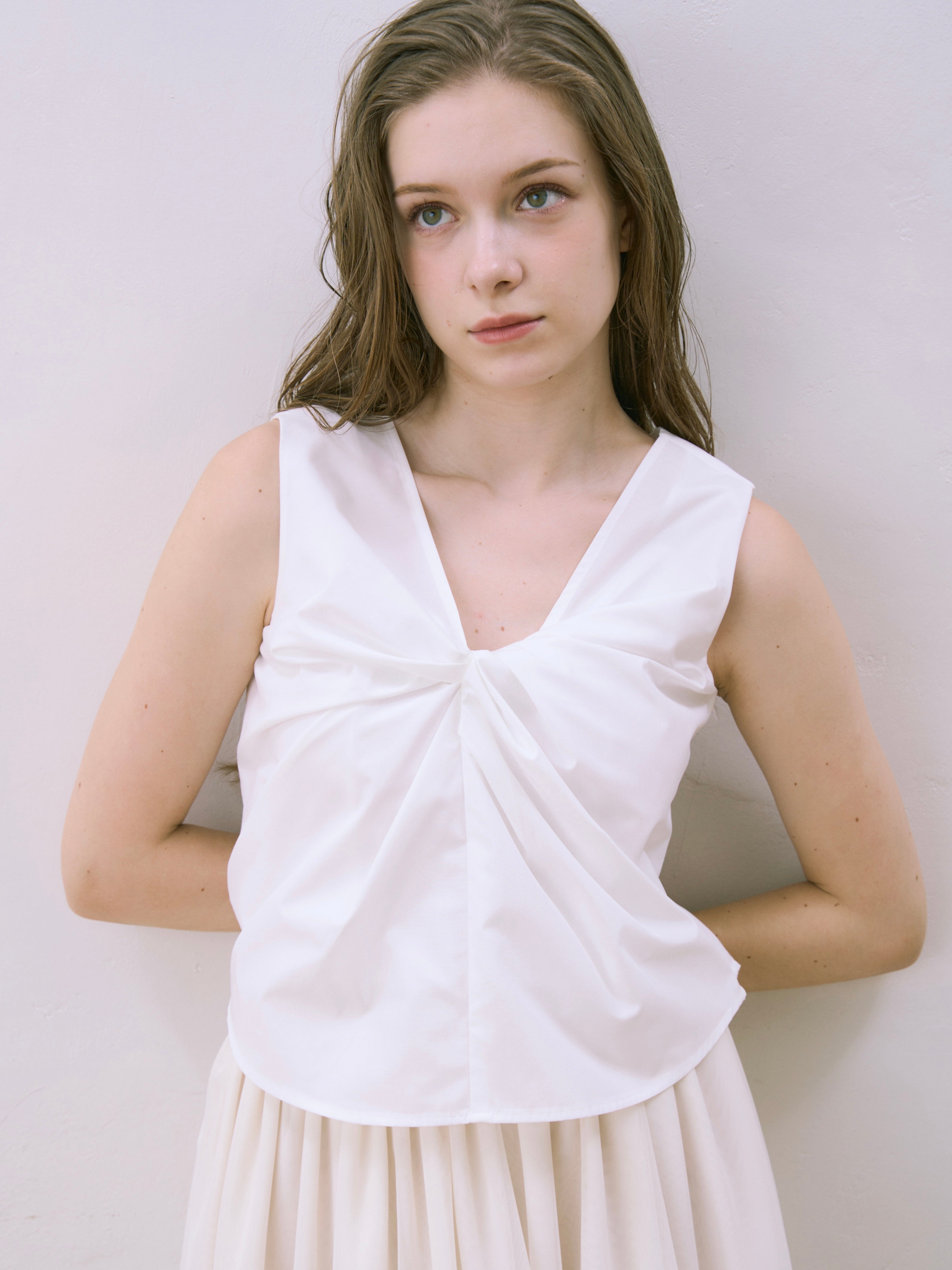 v neck ribbon blouse