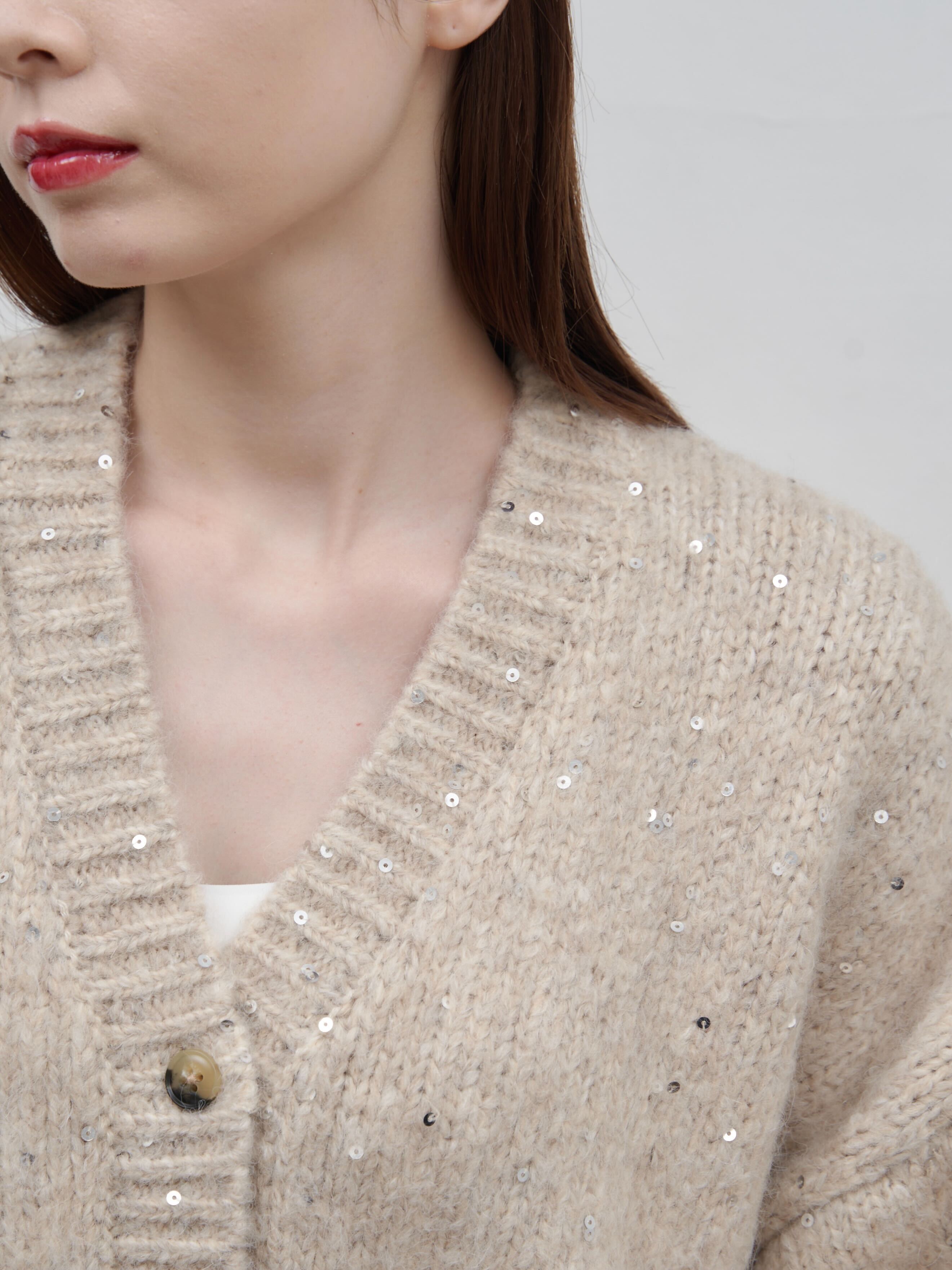 sequins knit cardigan