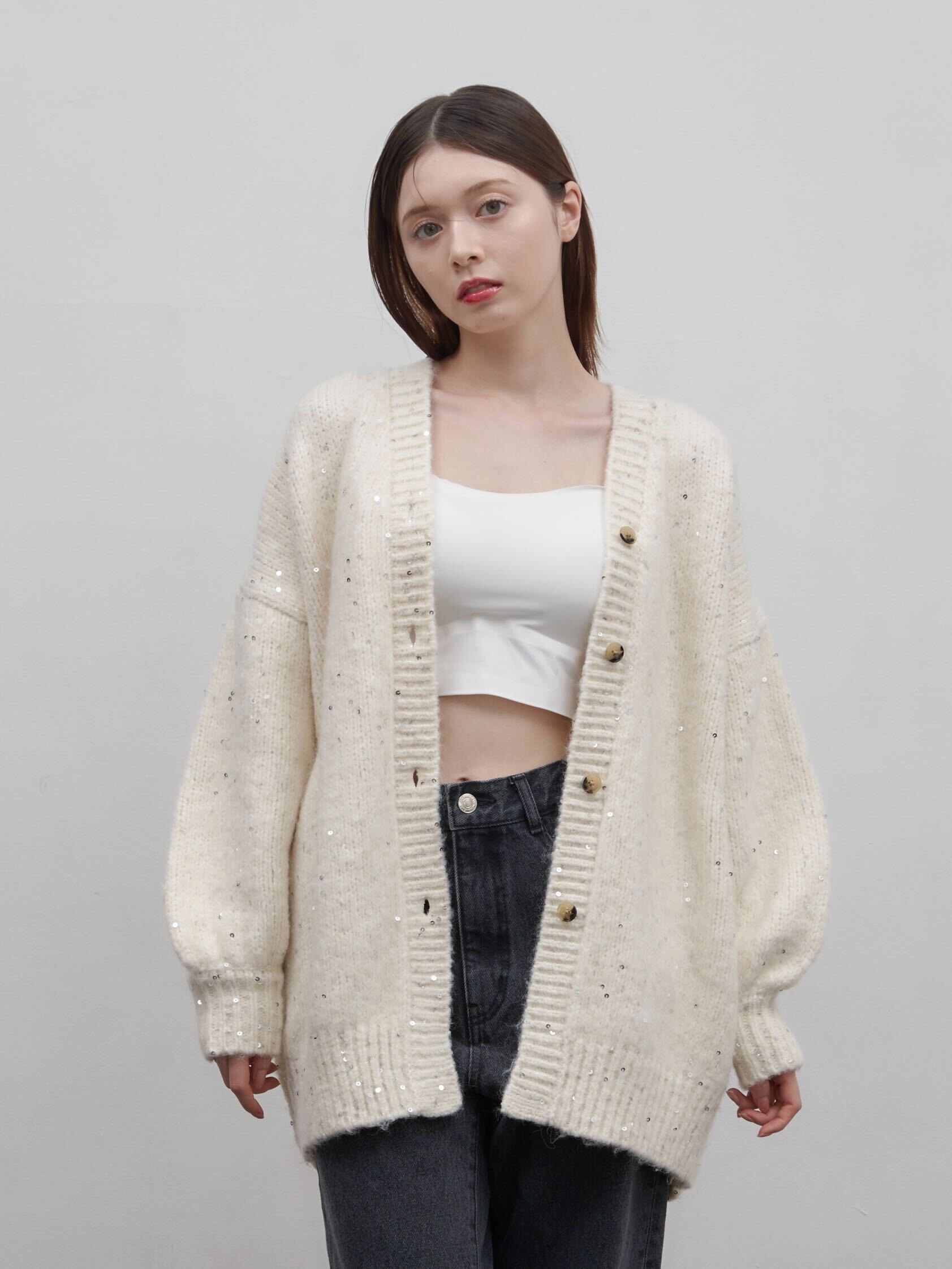 sequins knit cardigan