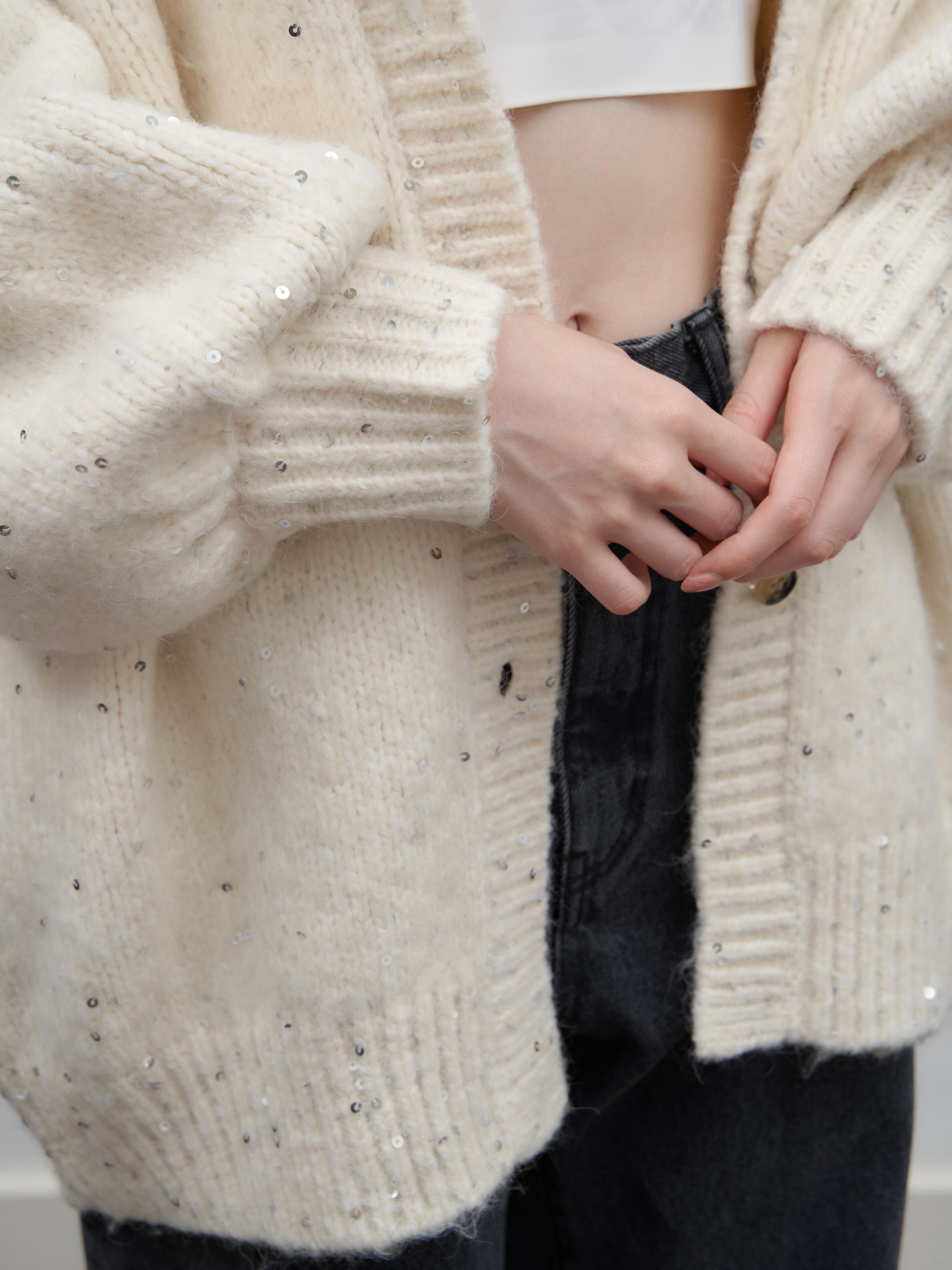 sequins knit cardigan