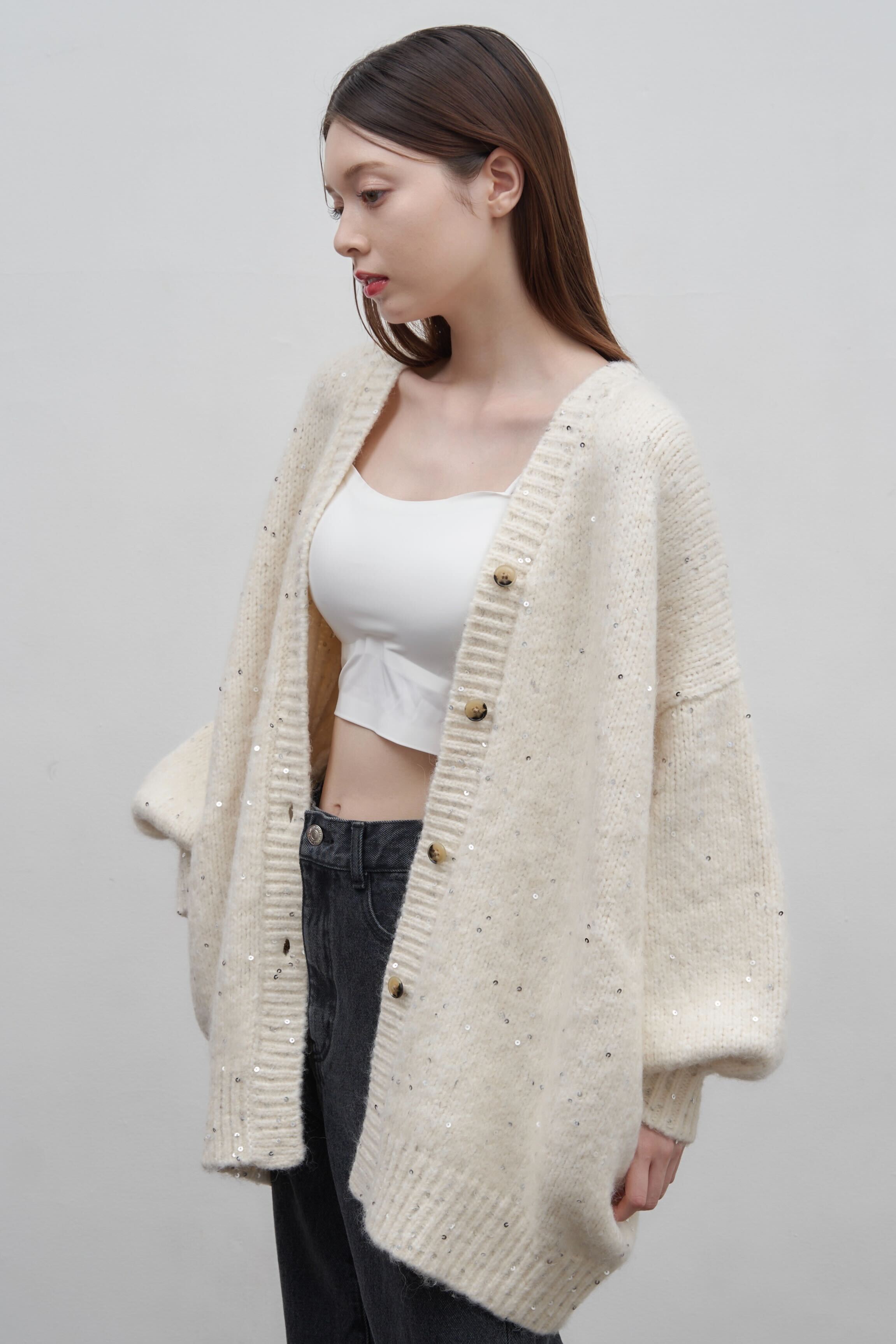 sequins knit cardigan