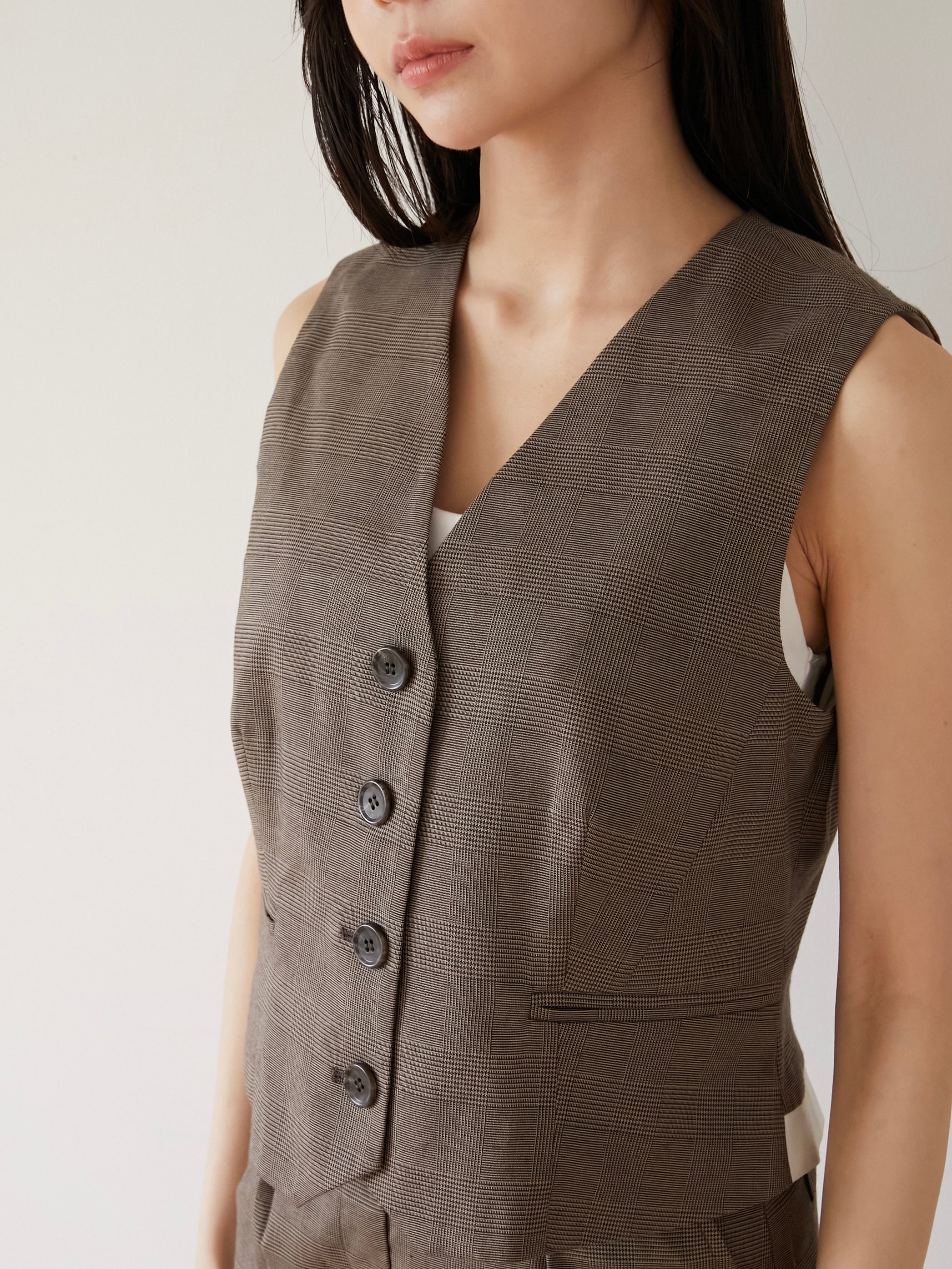 glen check gilet
