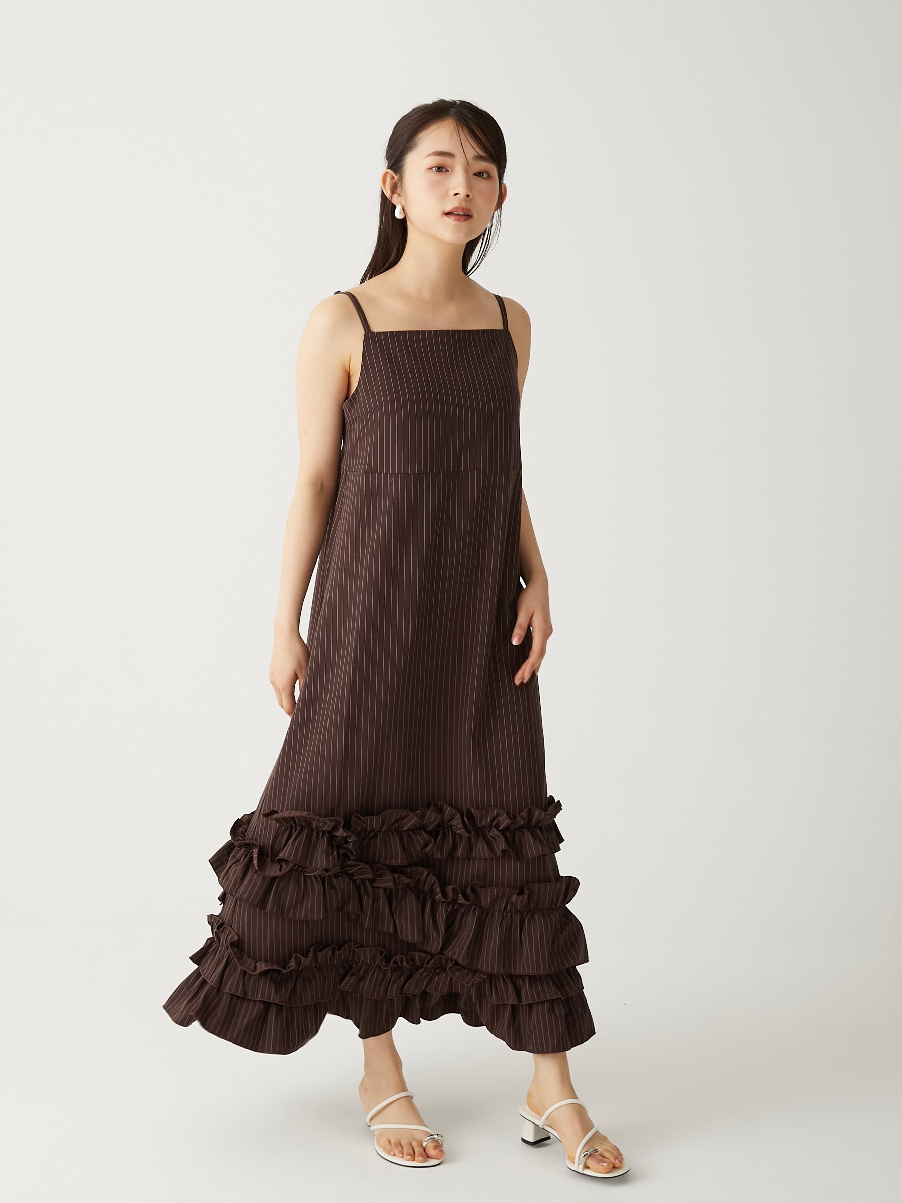 striped petal camisole op