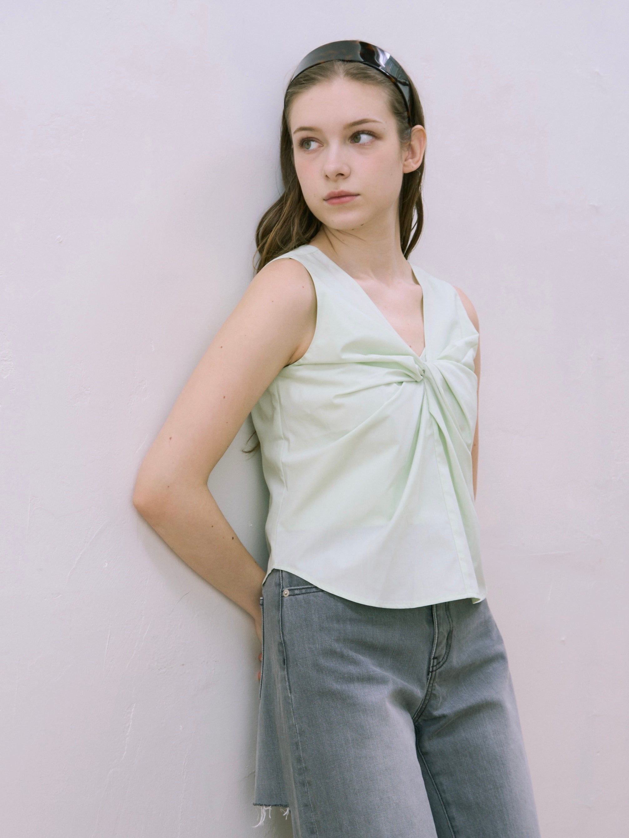 v neck ribbon blouse
