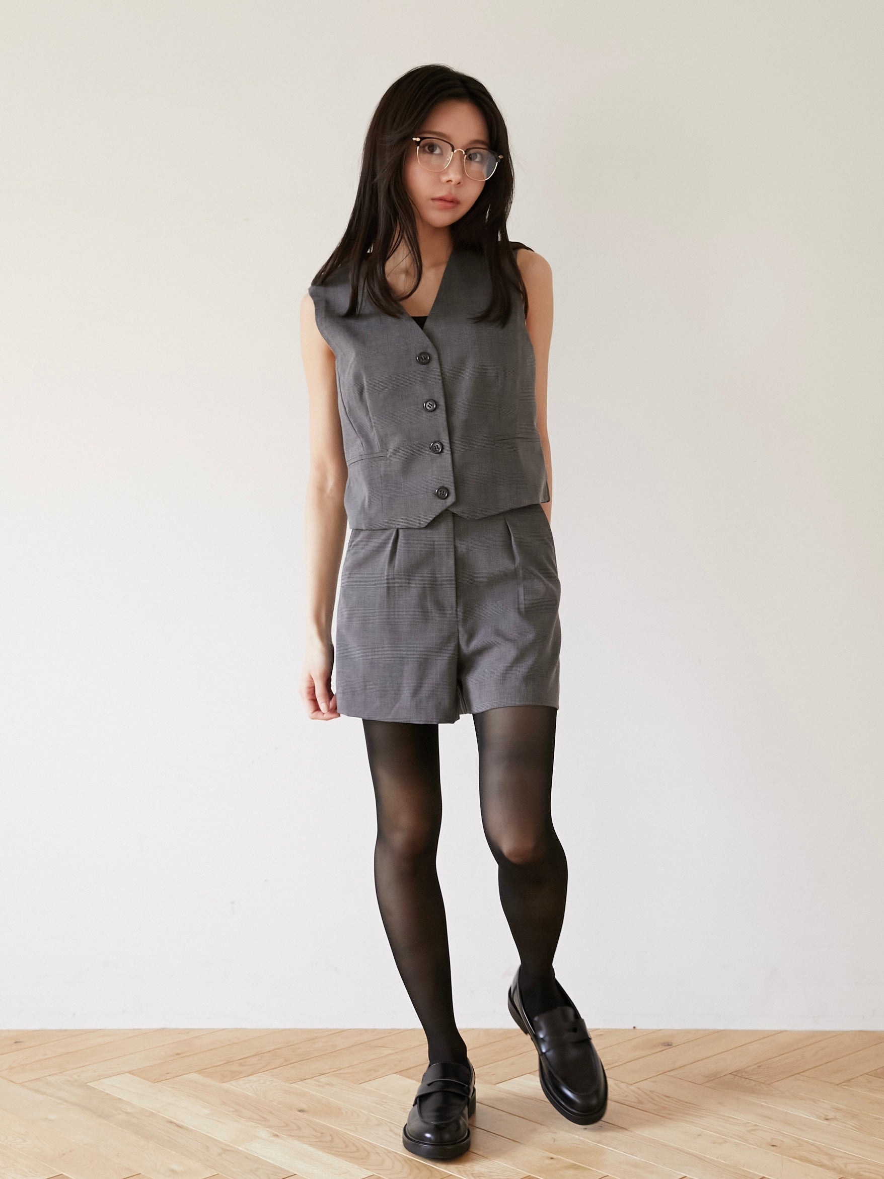 glen check short pants
