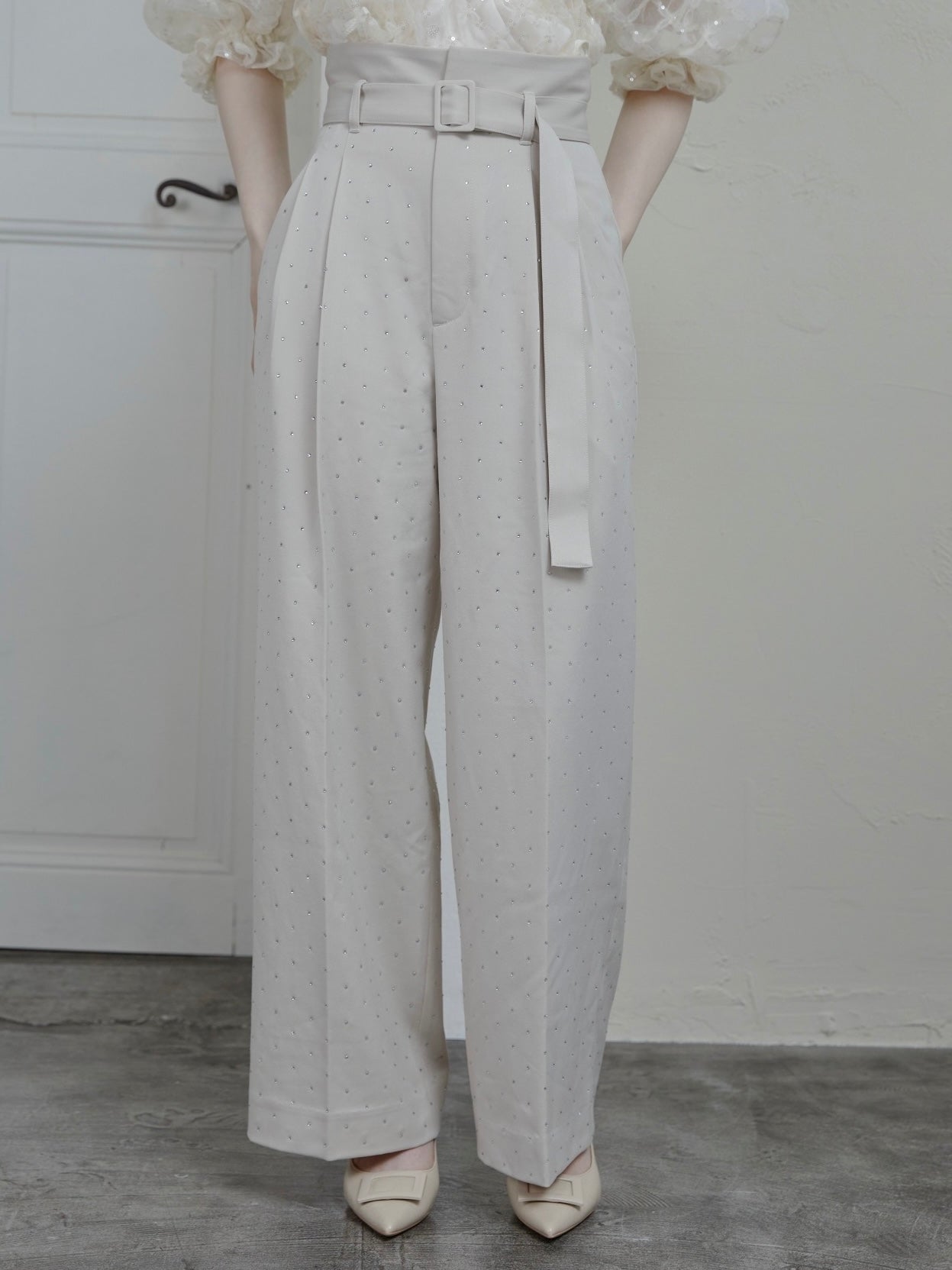 bijou tuck pants