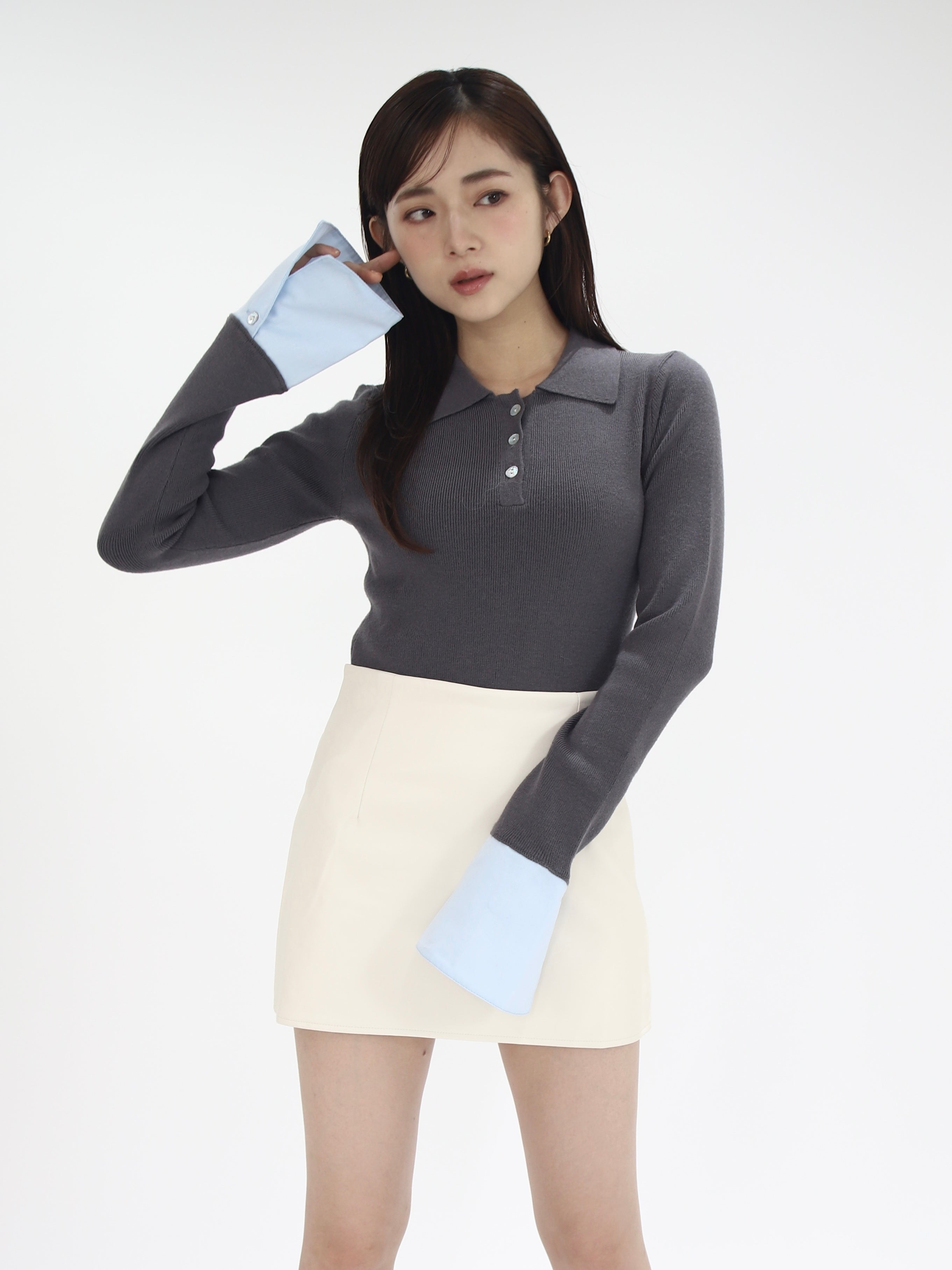layered polo knit