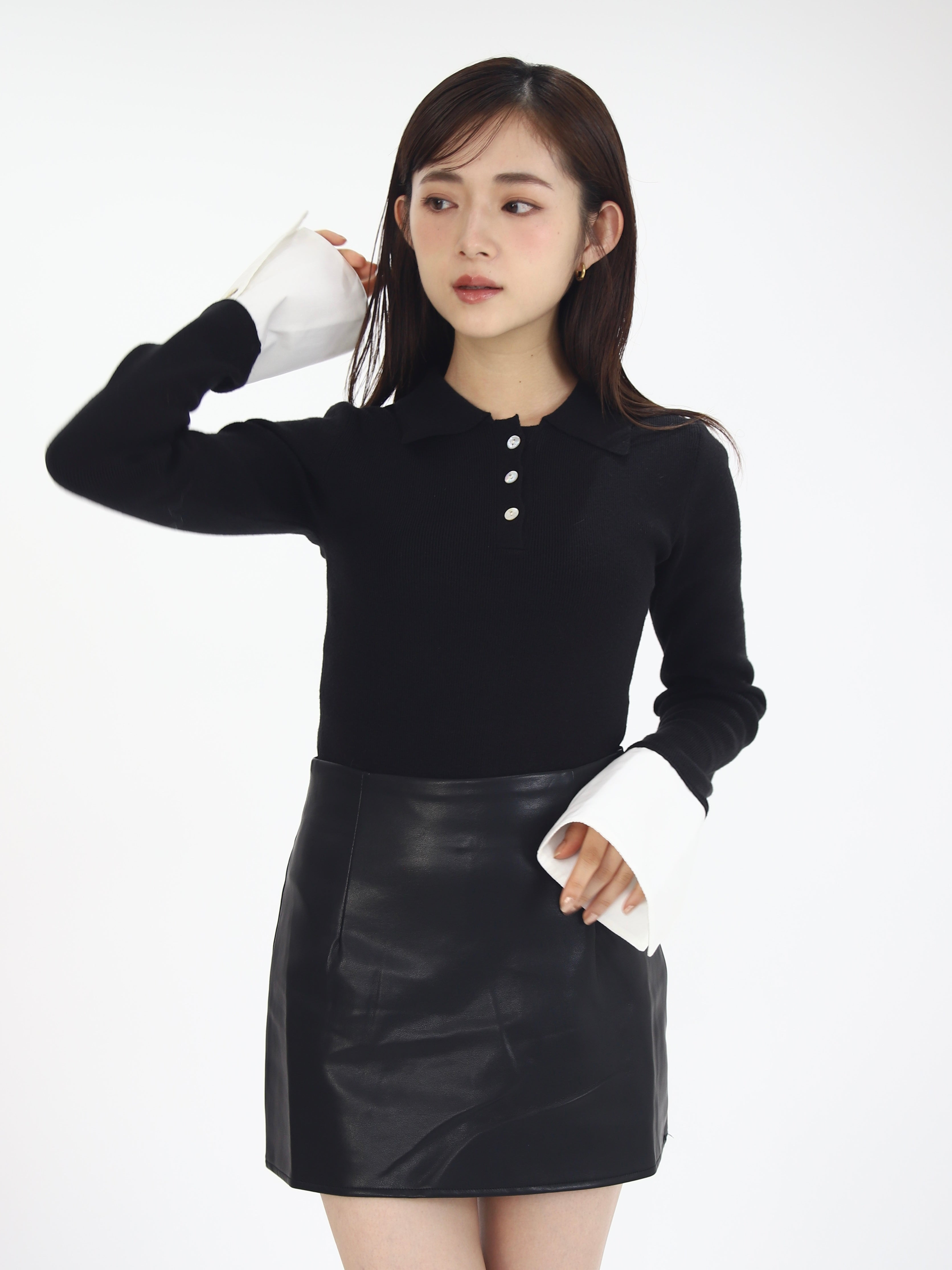 layered polo knit