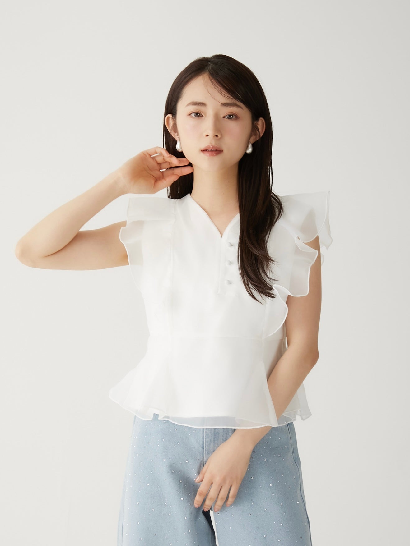 organdy frill blouse
