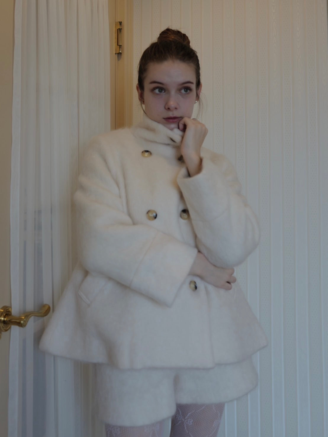 2way shaggy collar coat