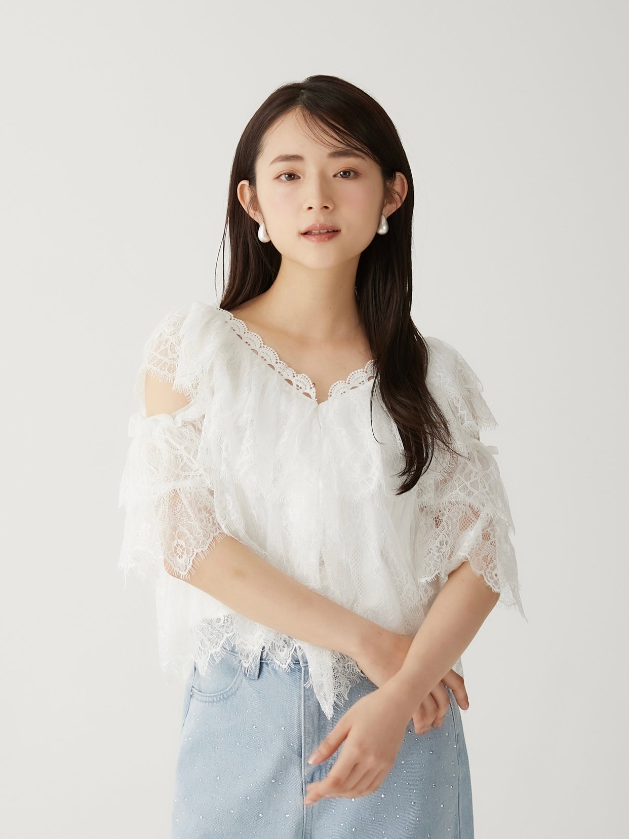 lace bloom 2way blouse