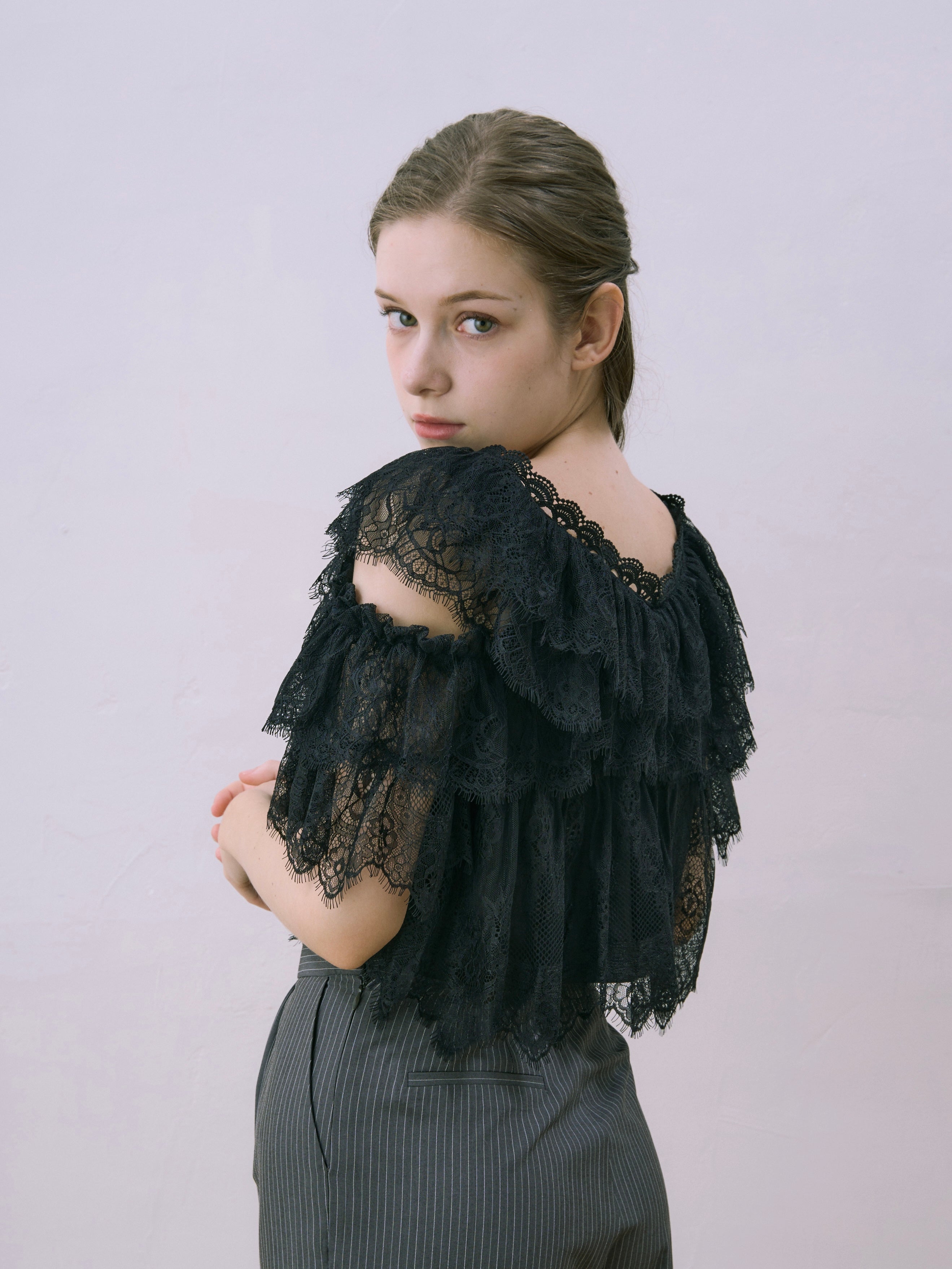 lace bloom 2way blouse