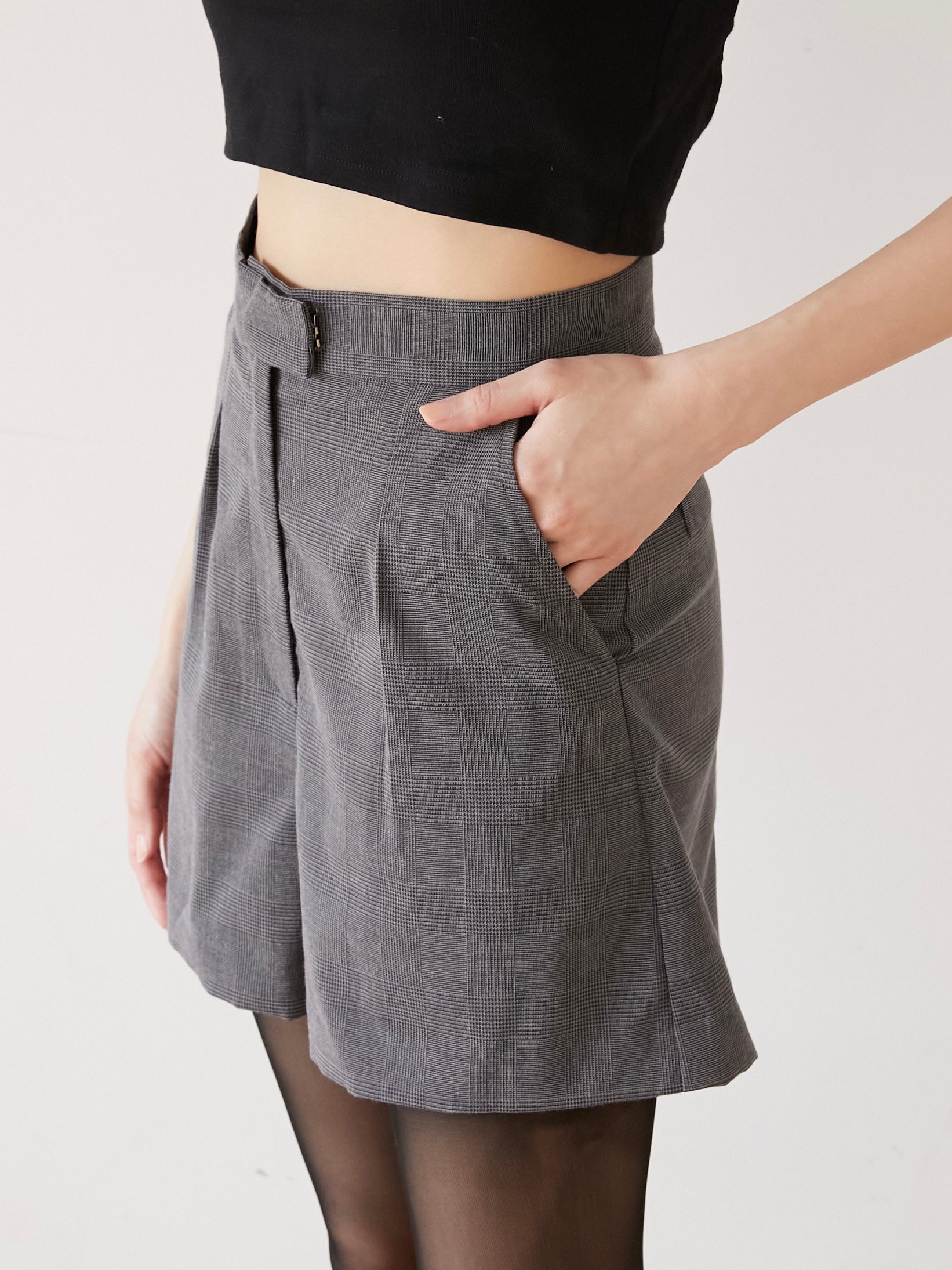 glen check short pants