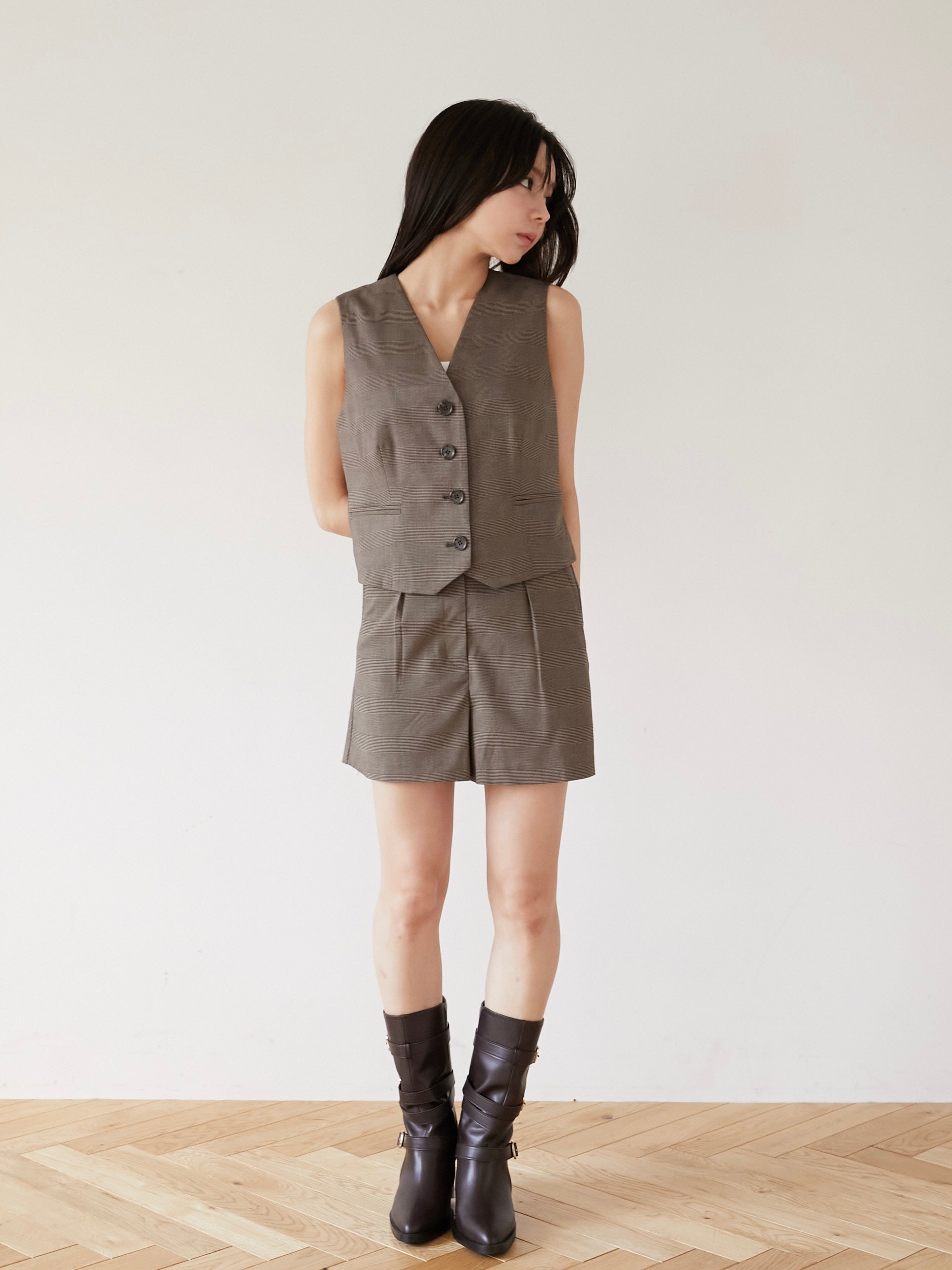 glen check short pants
