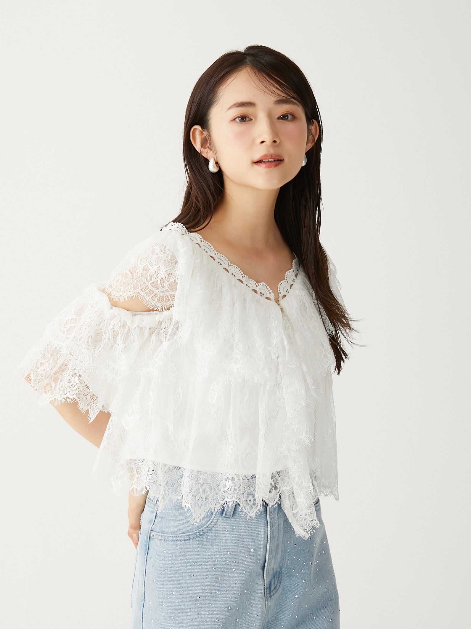 lace bloom 2way blouse