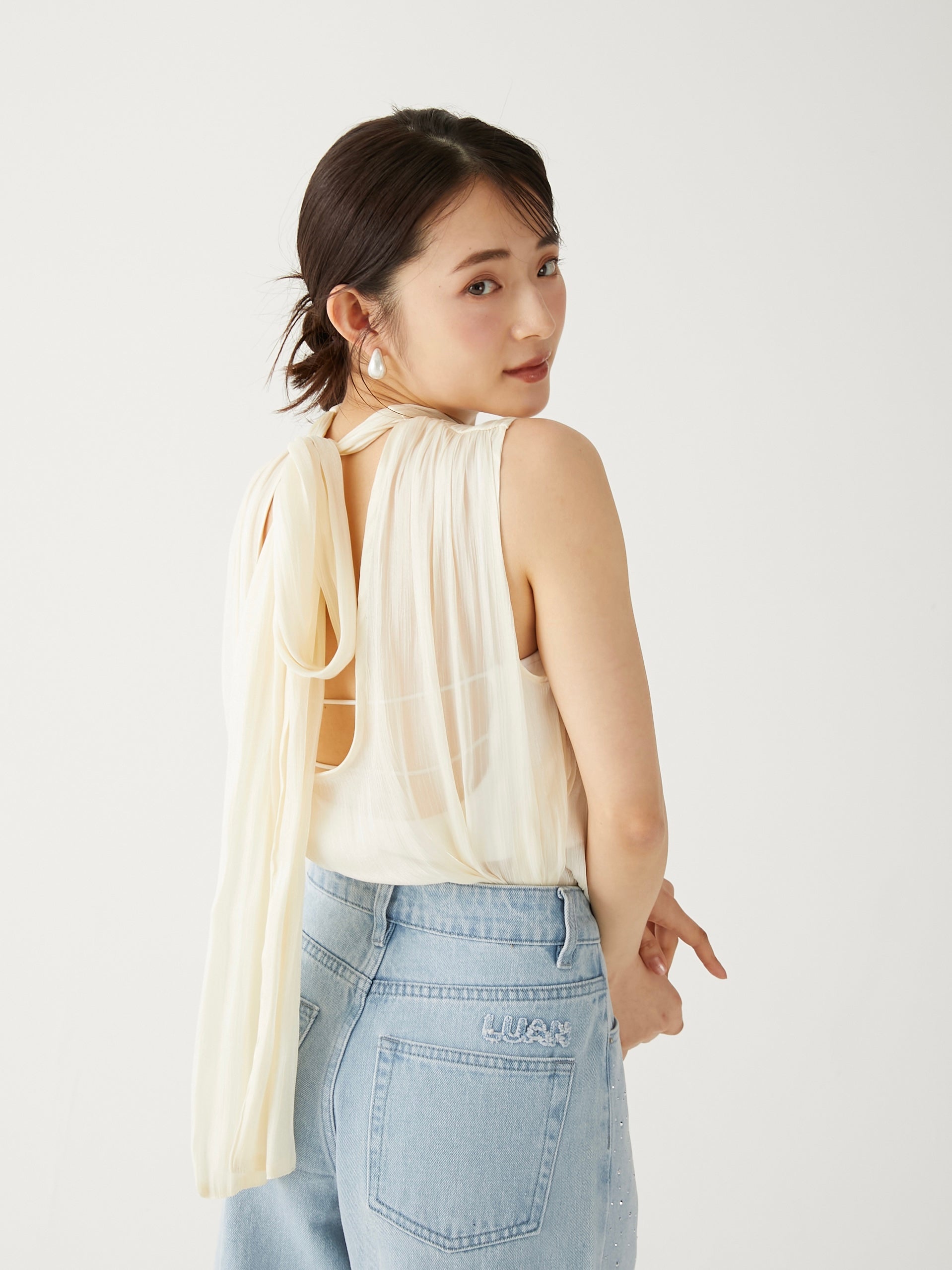 shiny ribbon blouse