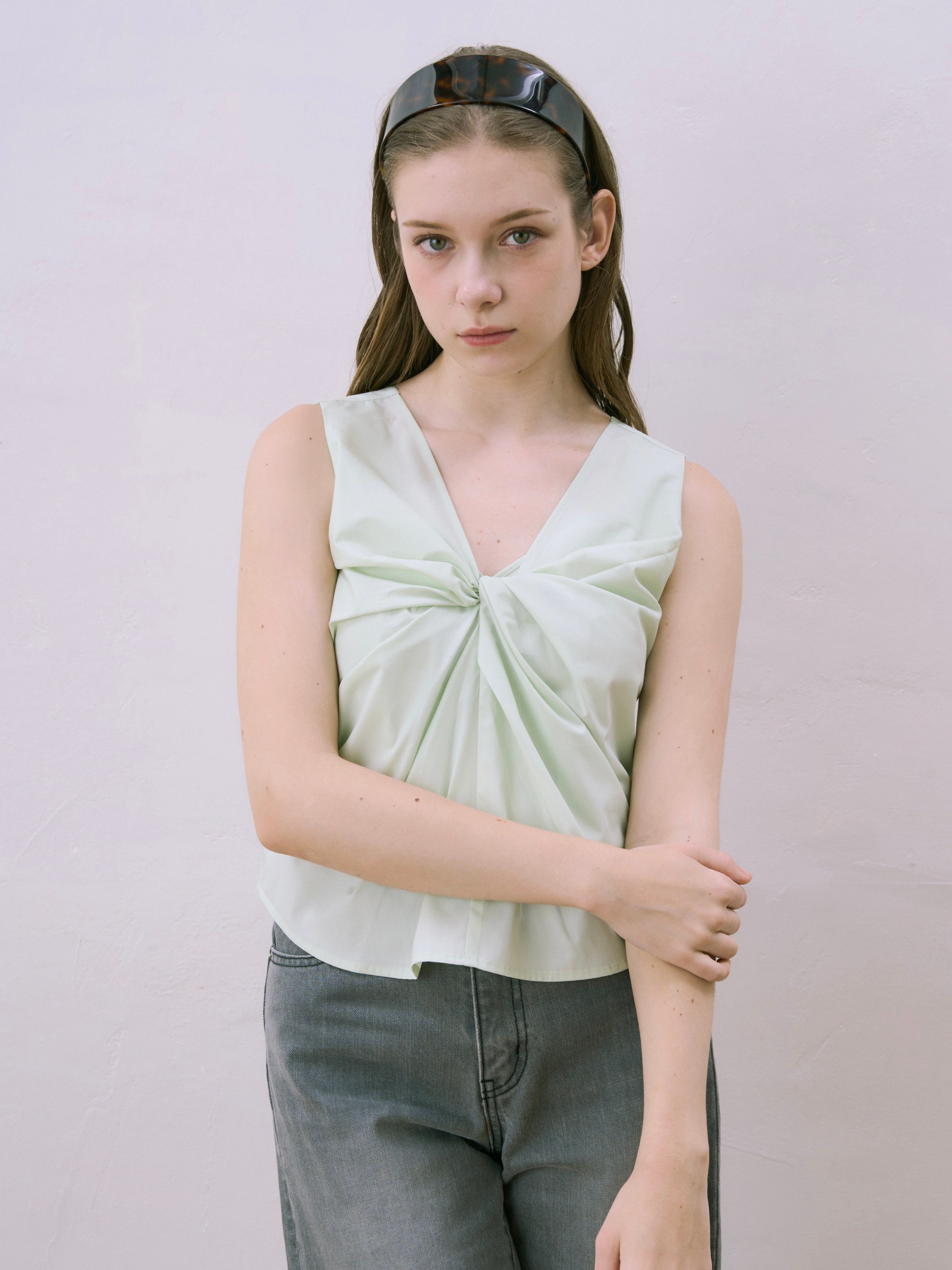 v neck ribbon blouse