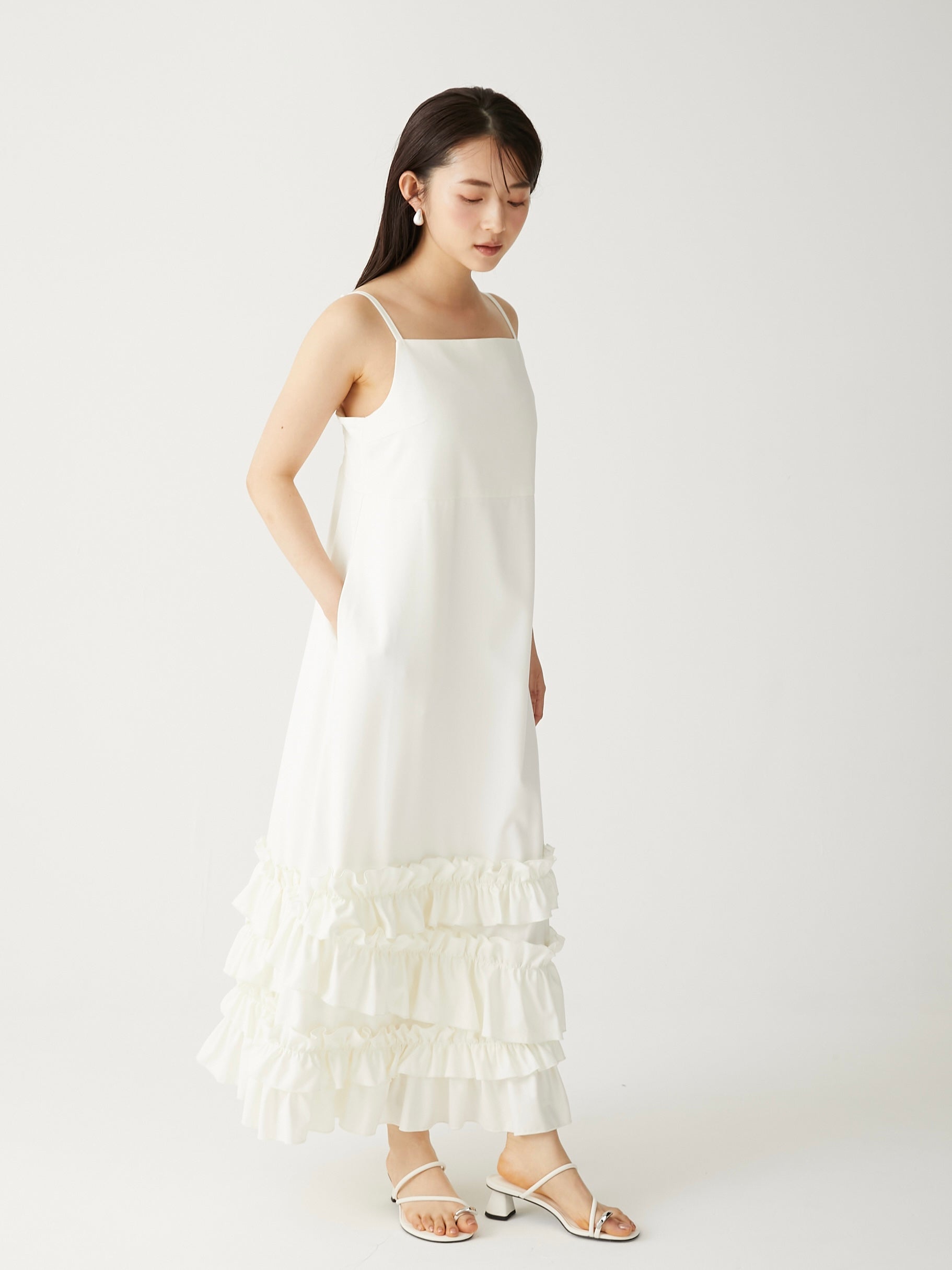 striped petal camisole op