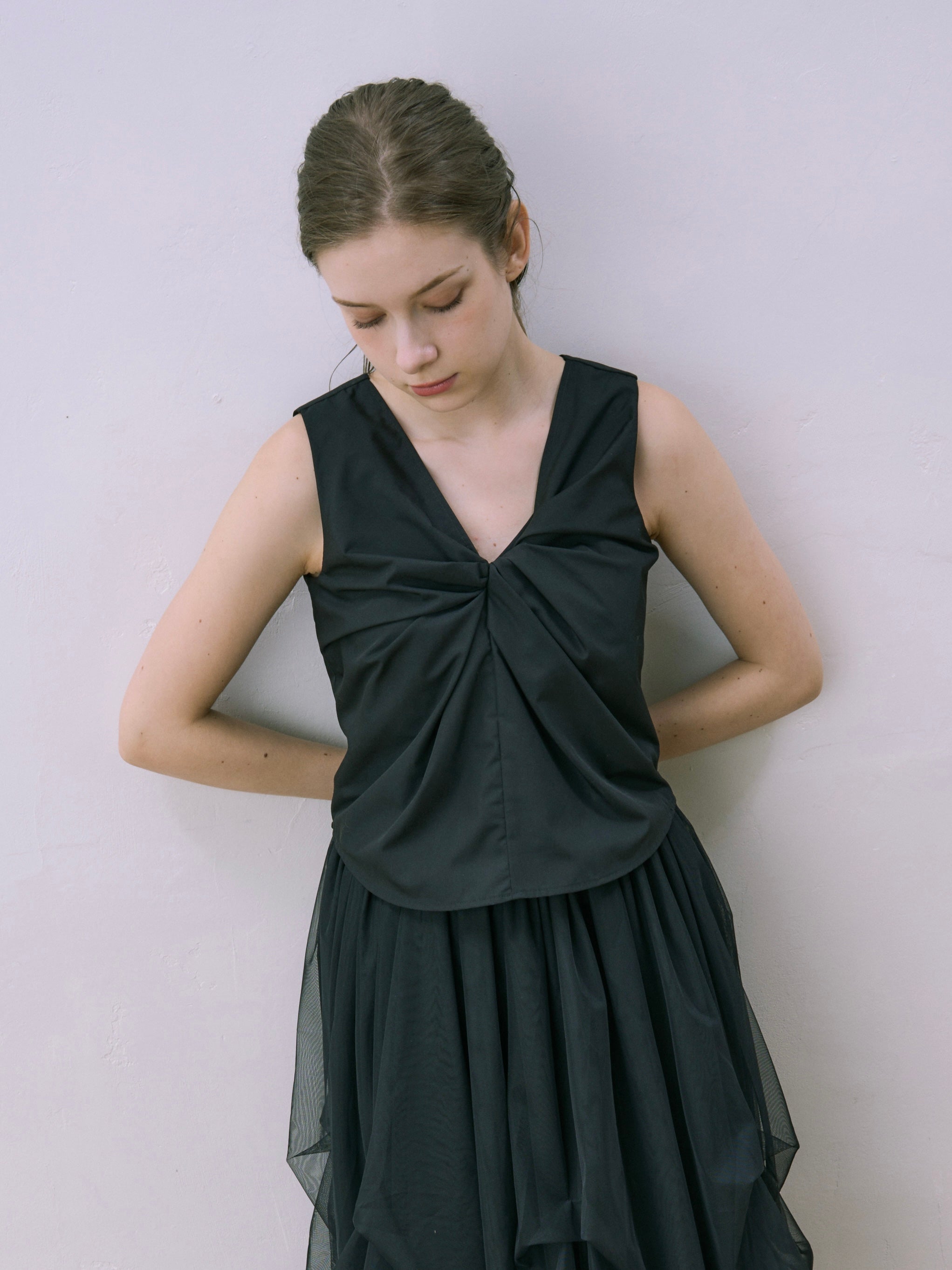 v neck ribbon blouse