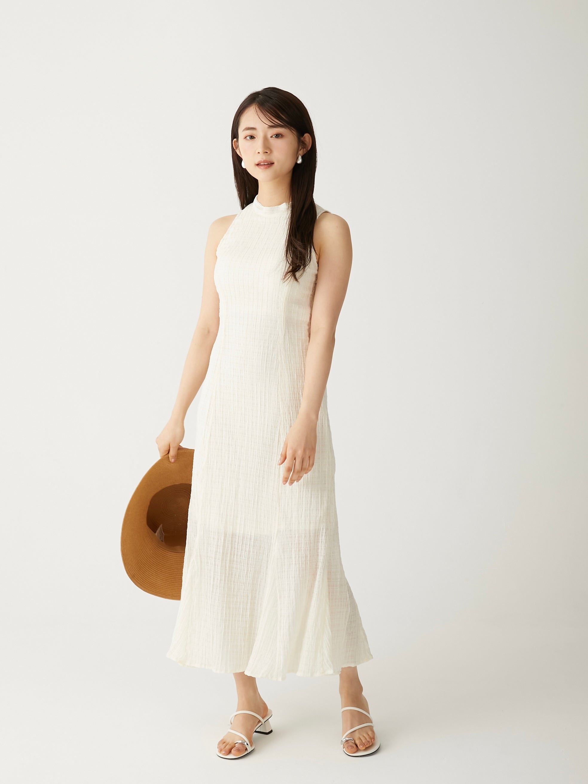 【BAON】Gaven Check Ribbon Long Tiered One Piece jacquard check ribbon onepiece