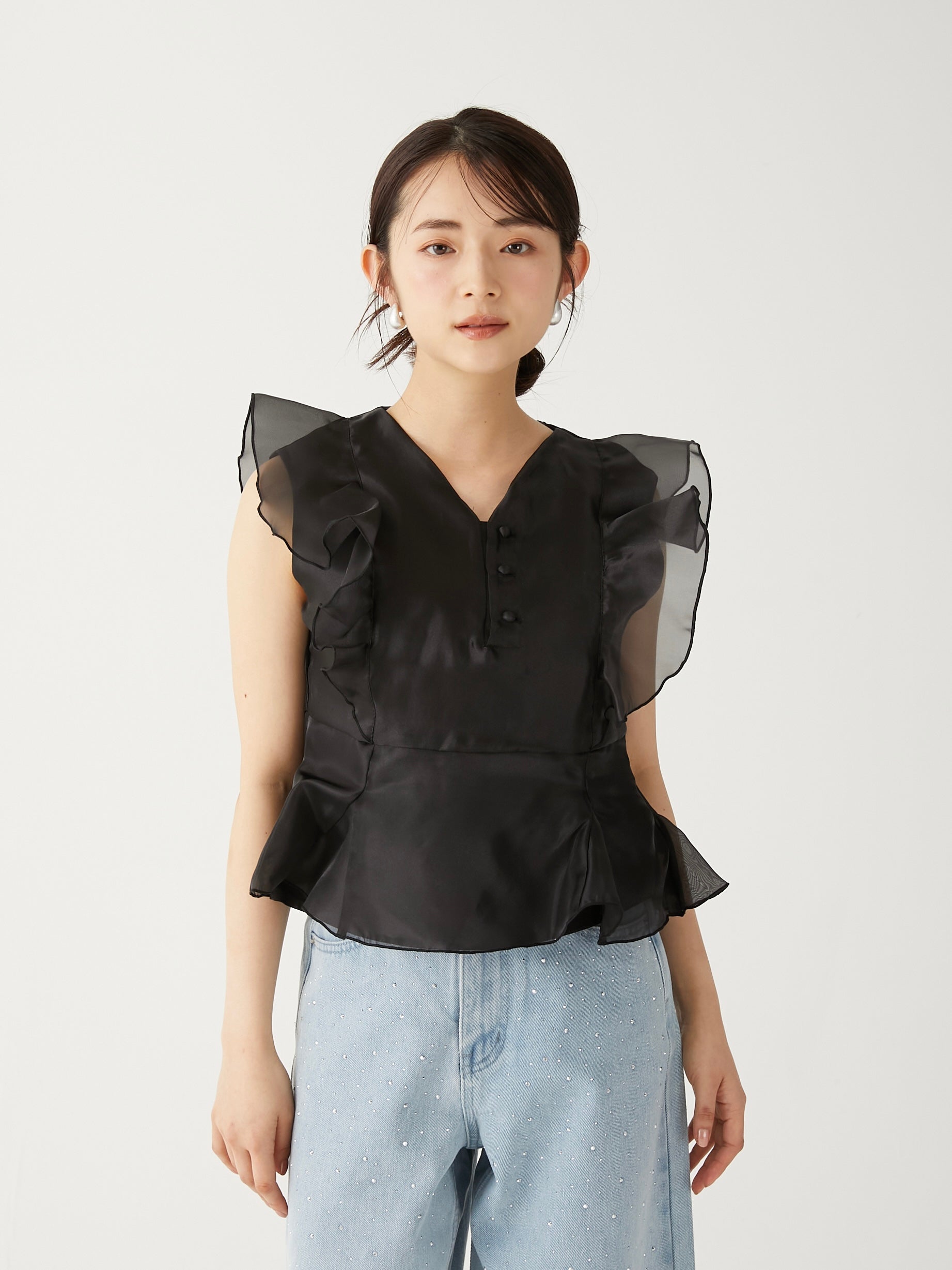 organdy frill blouse