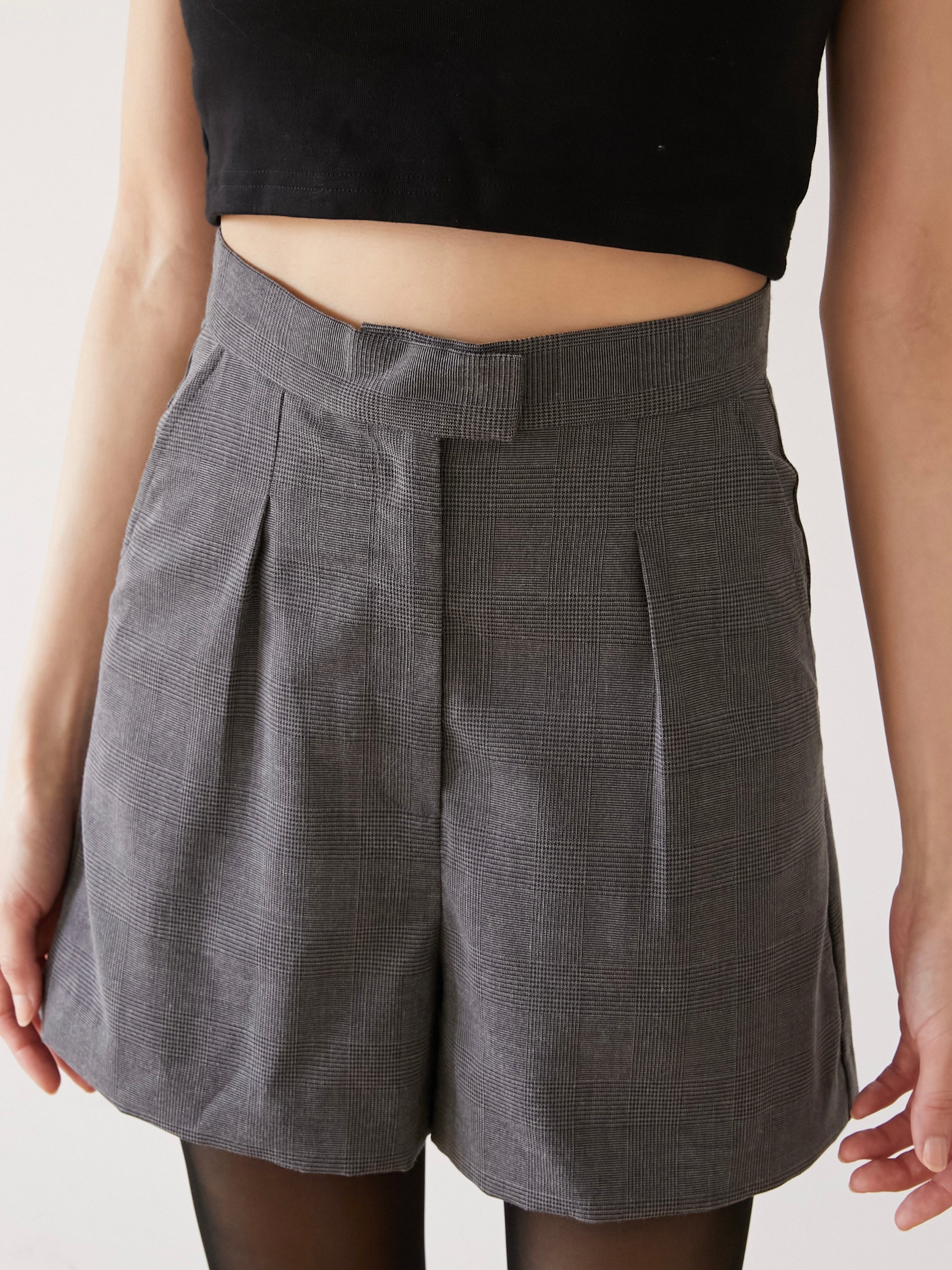glen check short pants