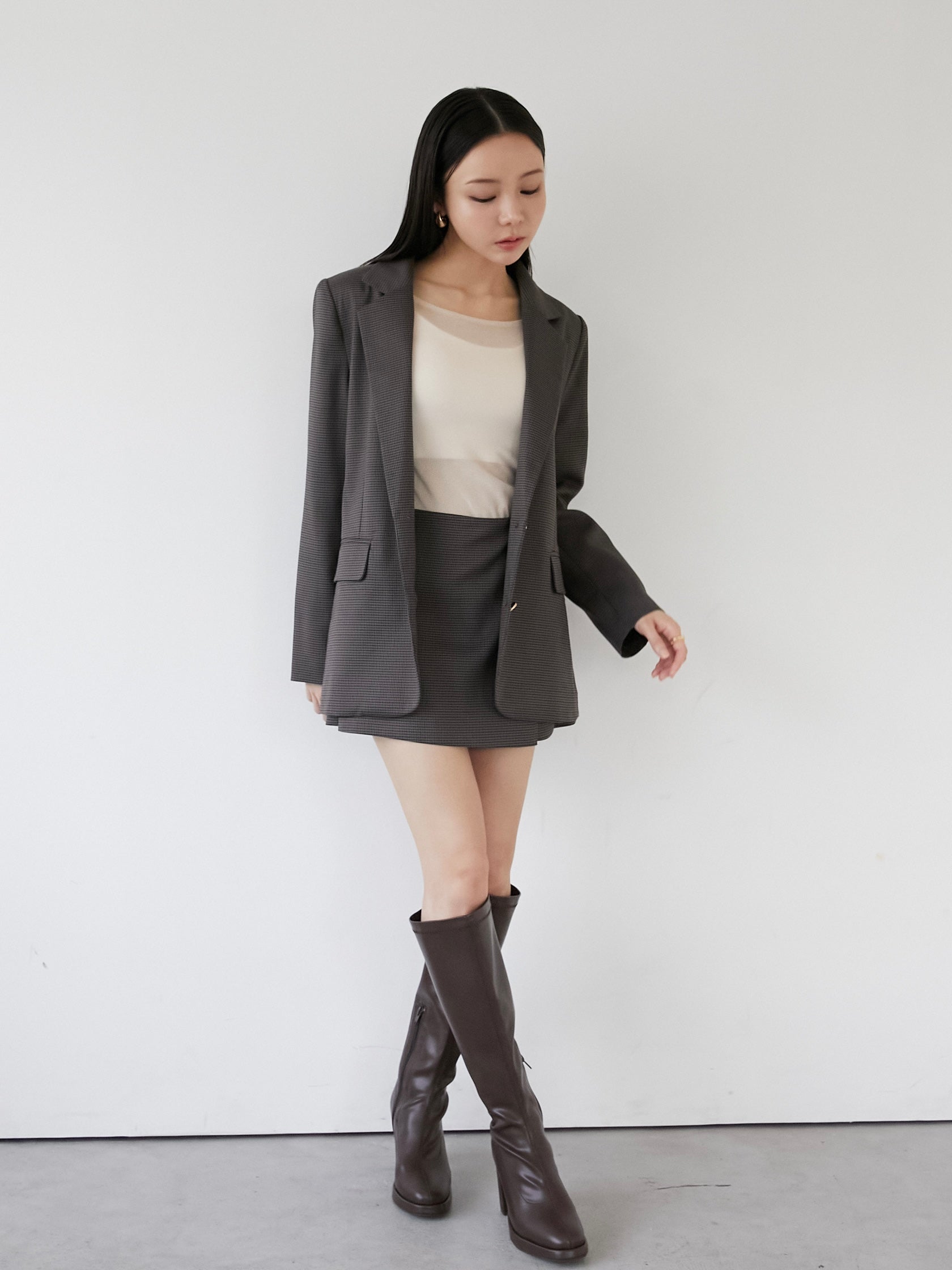 stretch leather long boots
