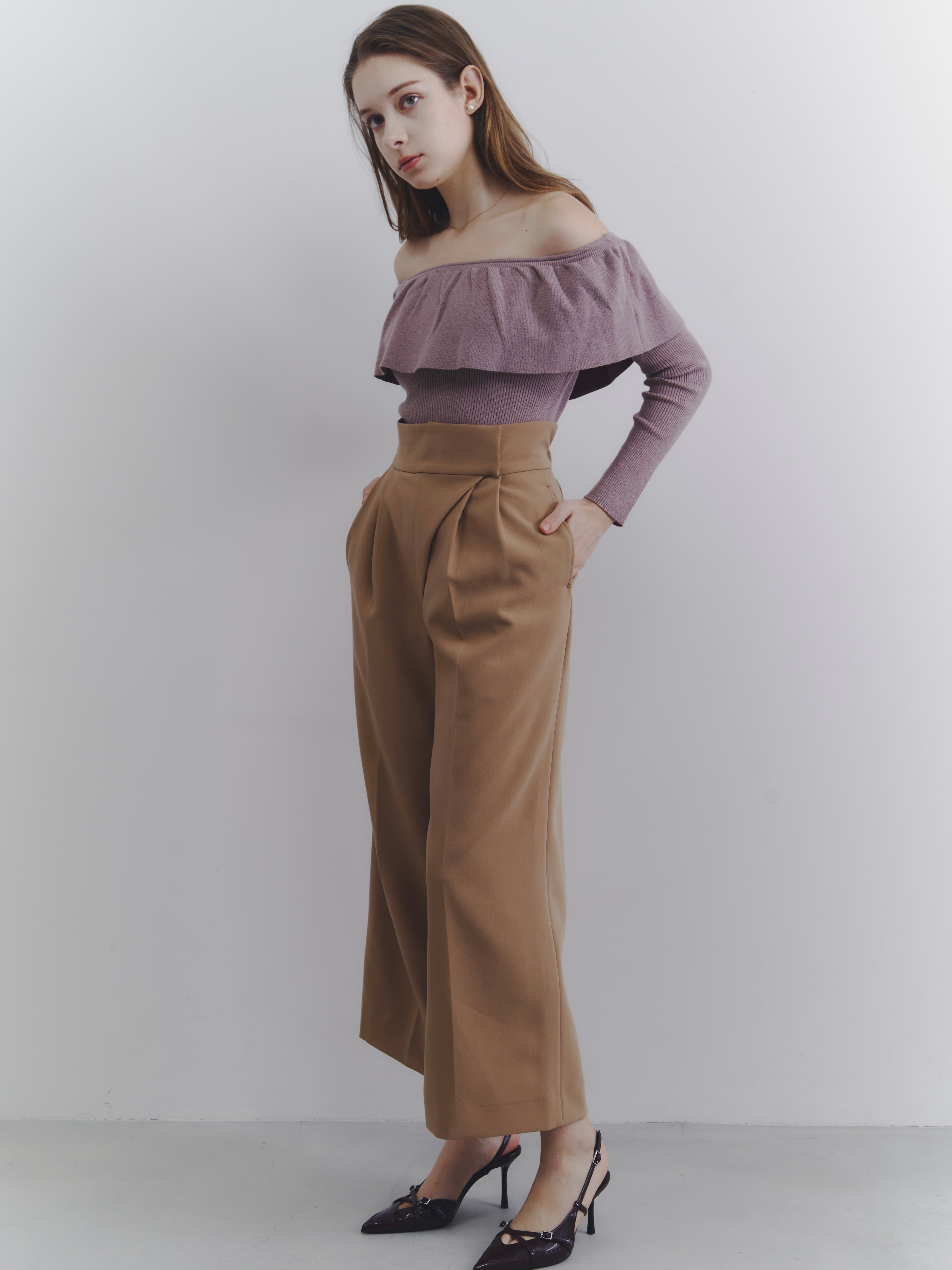 wide wrap pants - BEIGE / S