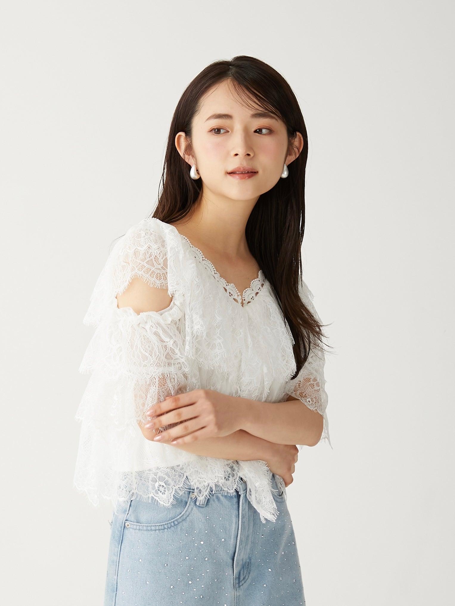 lace bloom 2way blouse