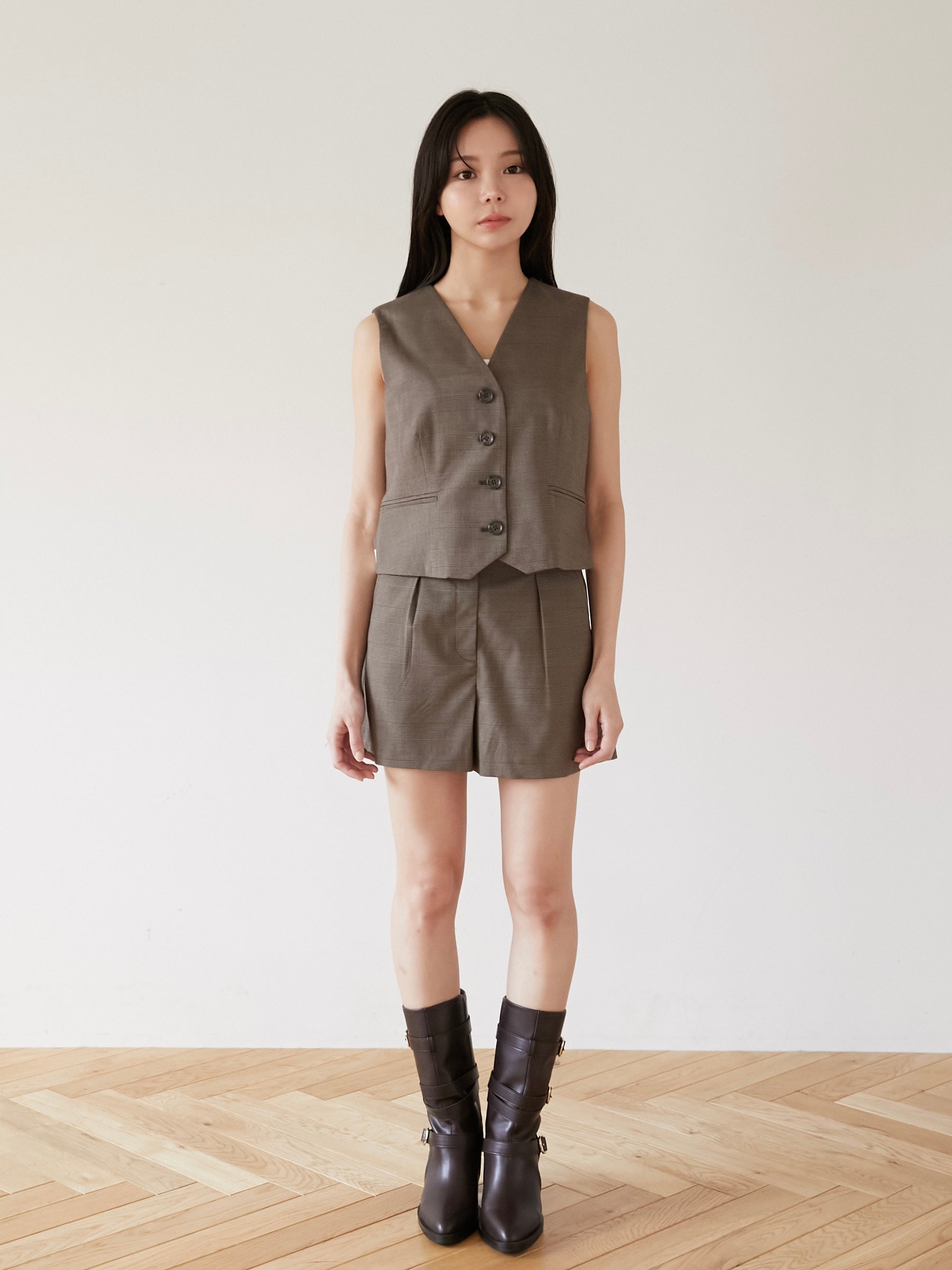 glen check short pants