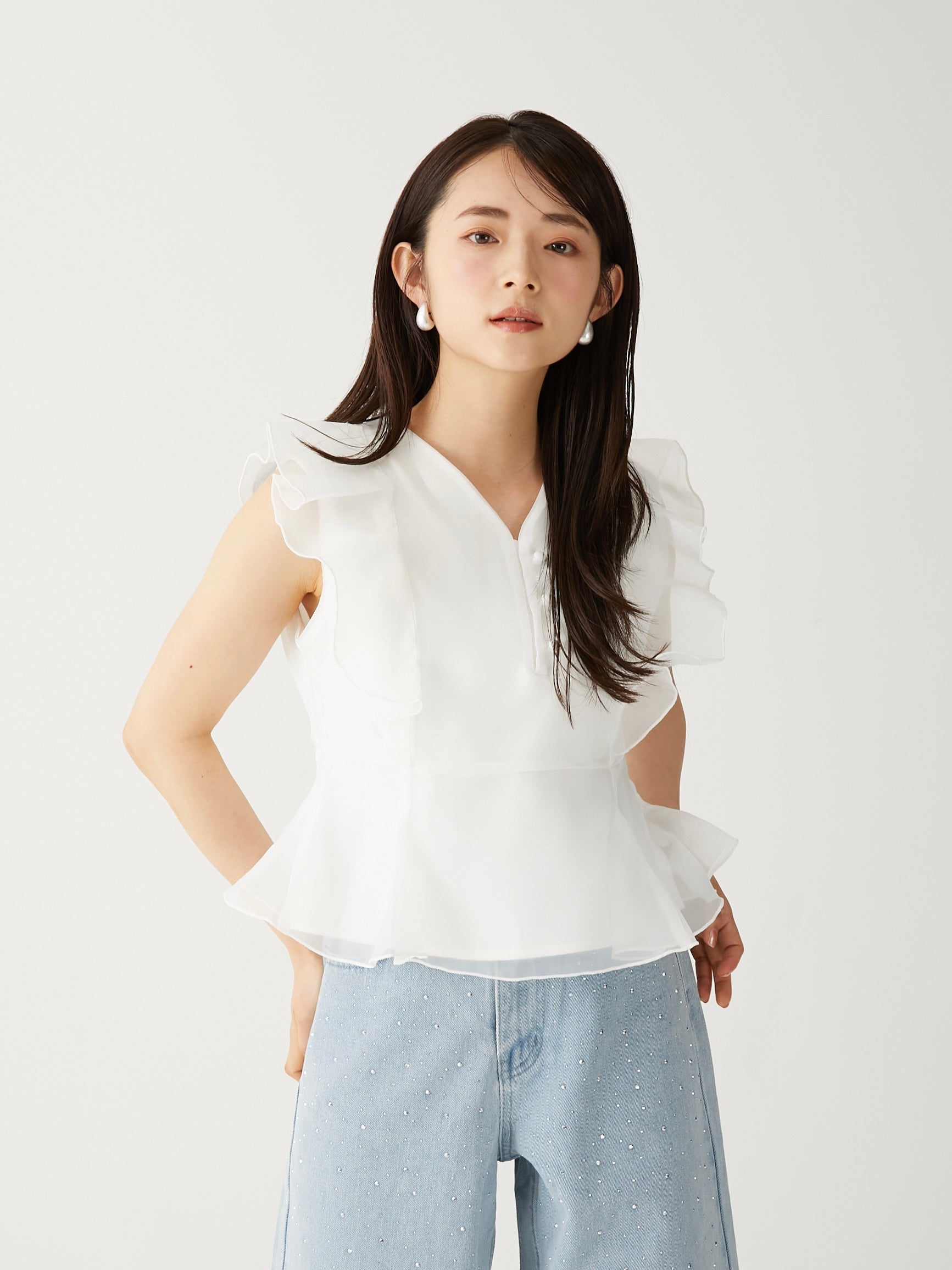 organdy frill blouse